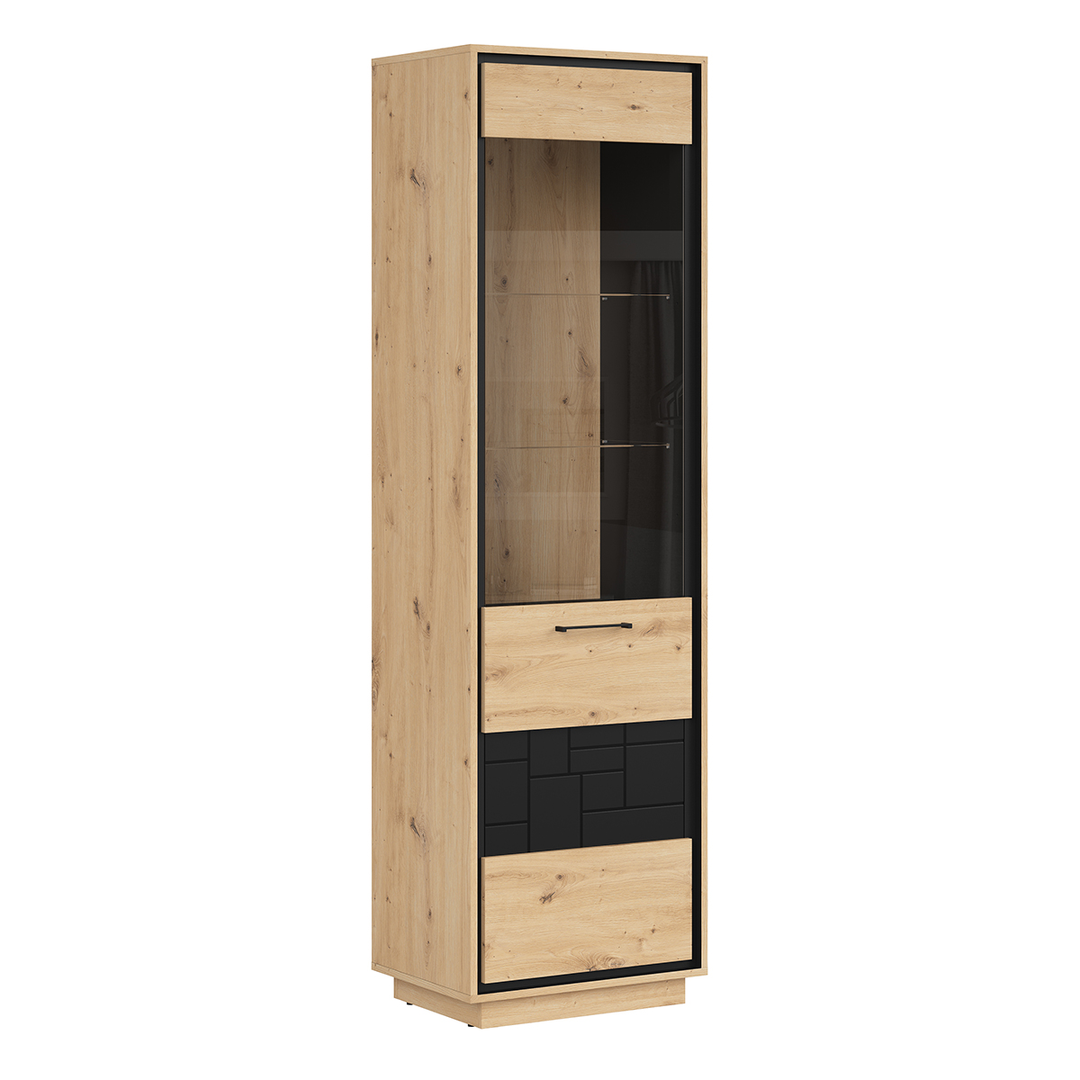 Vitrine 1 porte stratifiés beige et noir