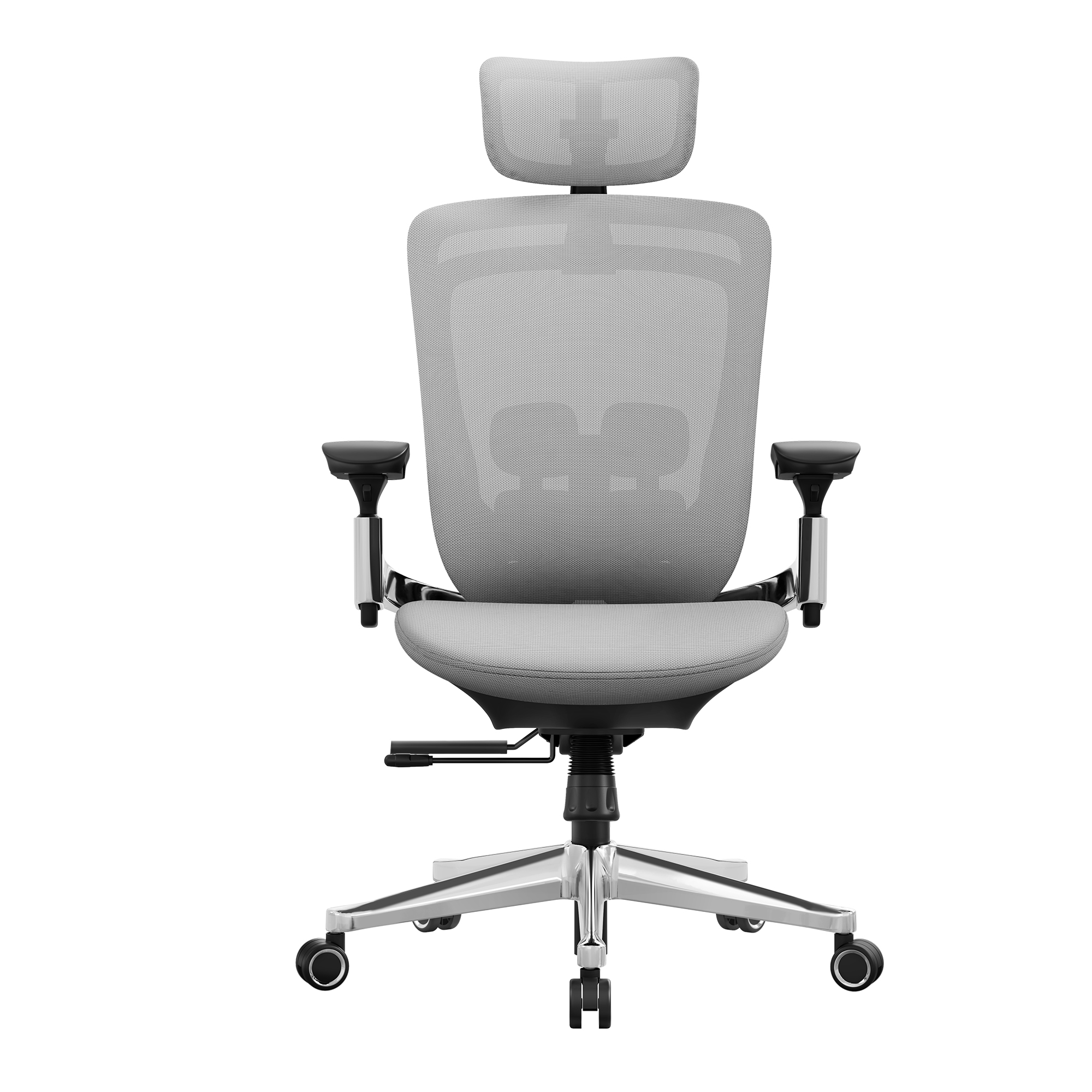 chaise de bureau acier polyester mousse nylon gris tourterelle