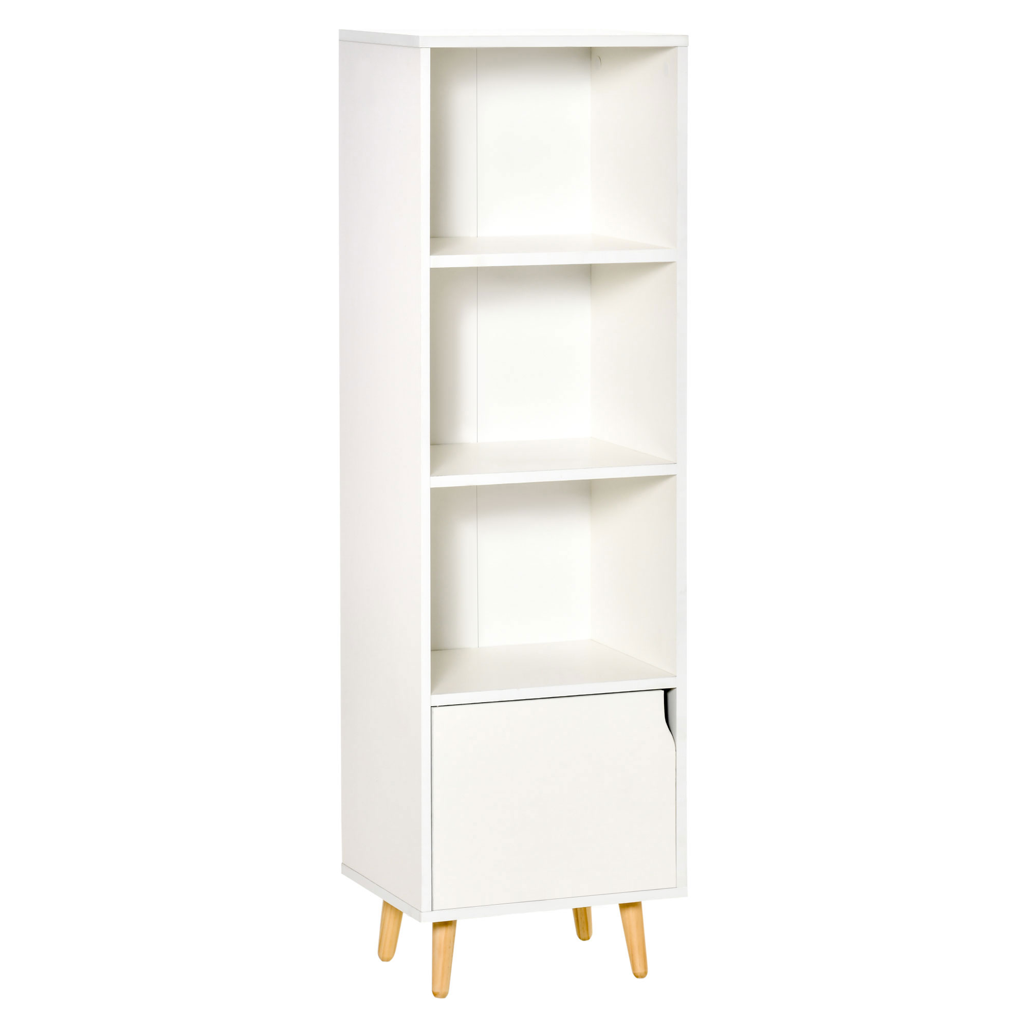 Rangement colonne scandinave 3 niches porte pieds bois panneaux blanc