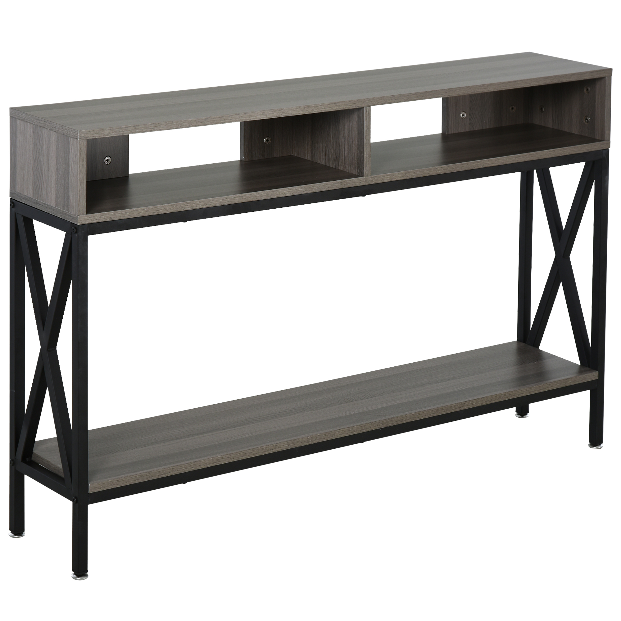 Console d&rsquo;entrée industrielle 120 x 23,5 x 75 cm Bois Gris