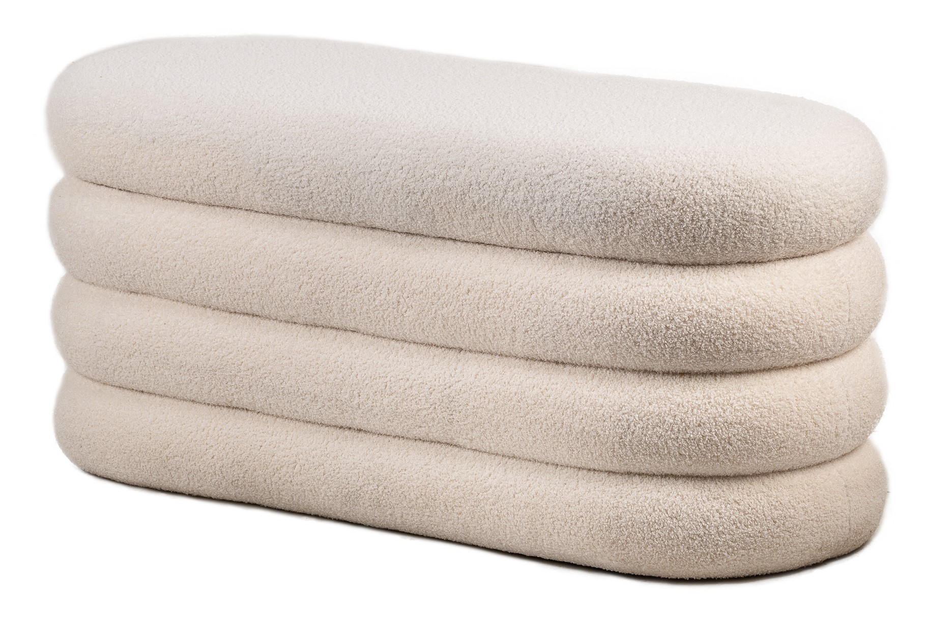 Banc avec rangement en bouclettes blanches