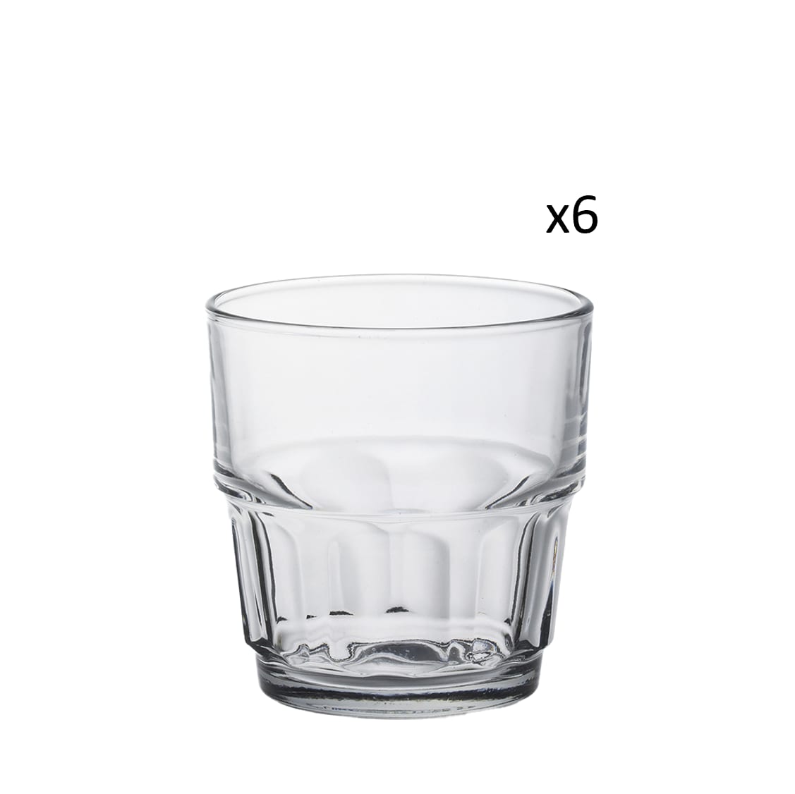 lot de 6 - verre à eau empilable en verre résistant 20 cl transparent