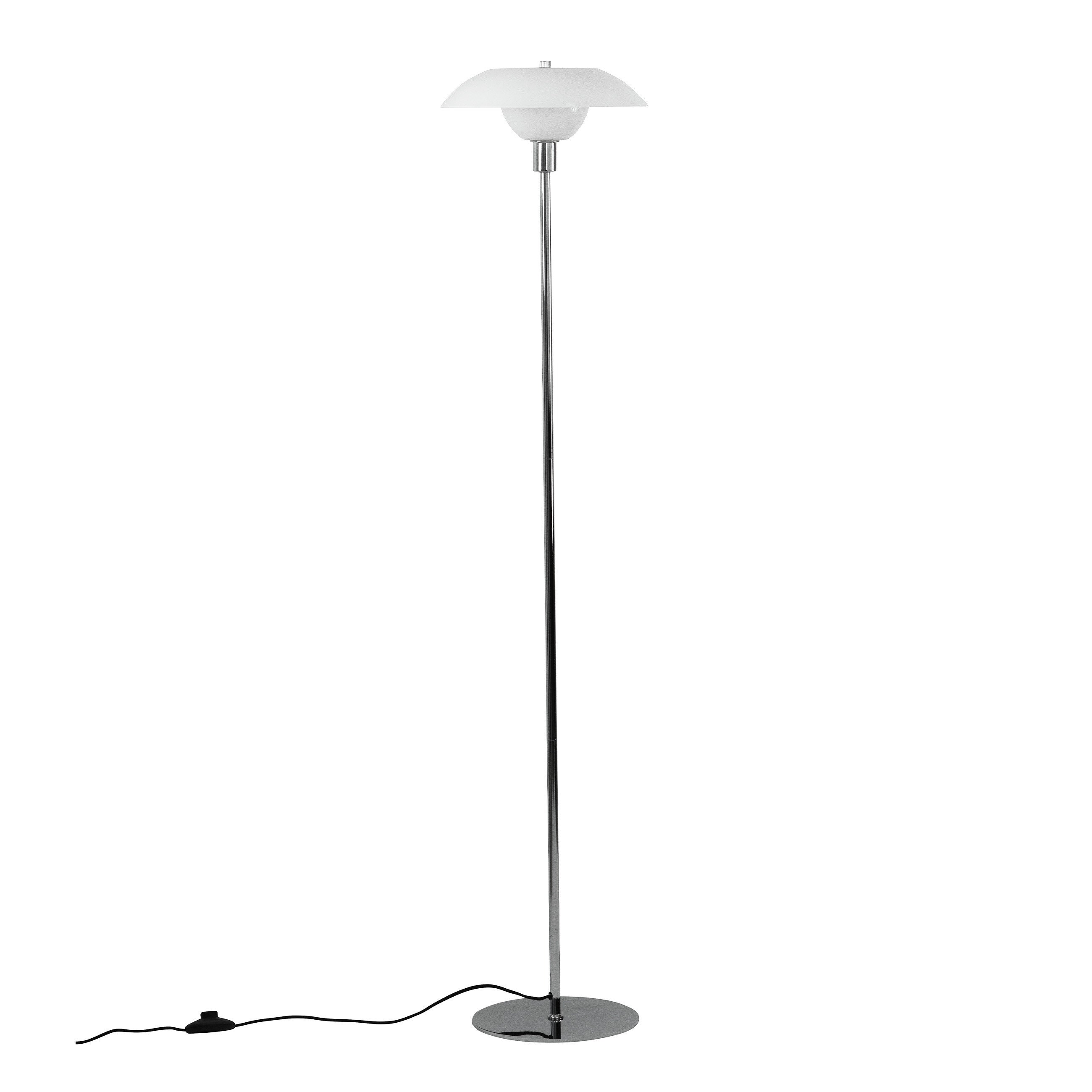 Lampadaire en verre et métal chromé