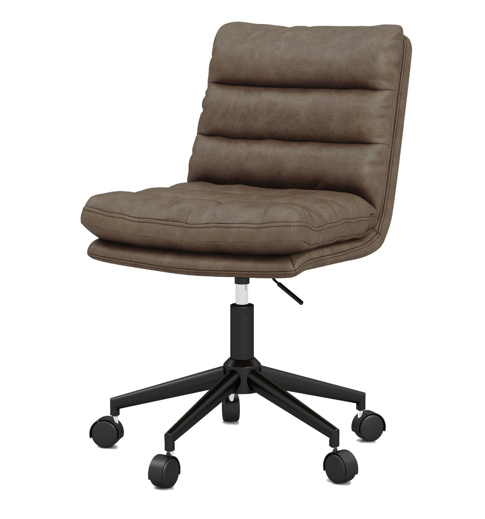 fauteuil de bureaux en cuir synthétique patiné marron