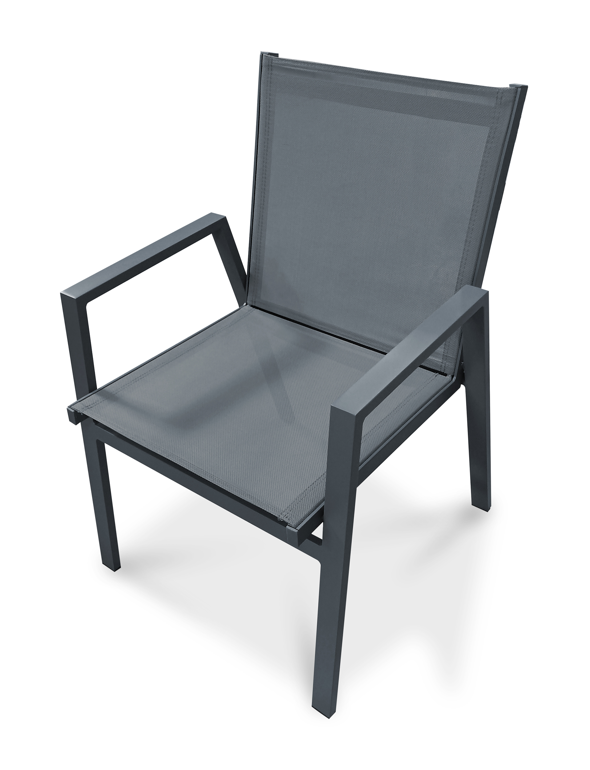 fauteuil de jardin empilable en aluminium gris anthracite