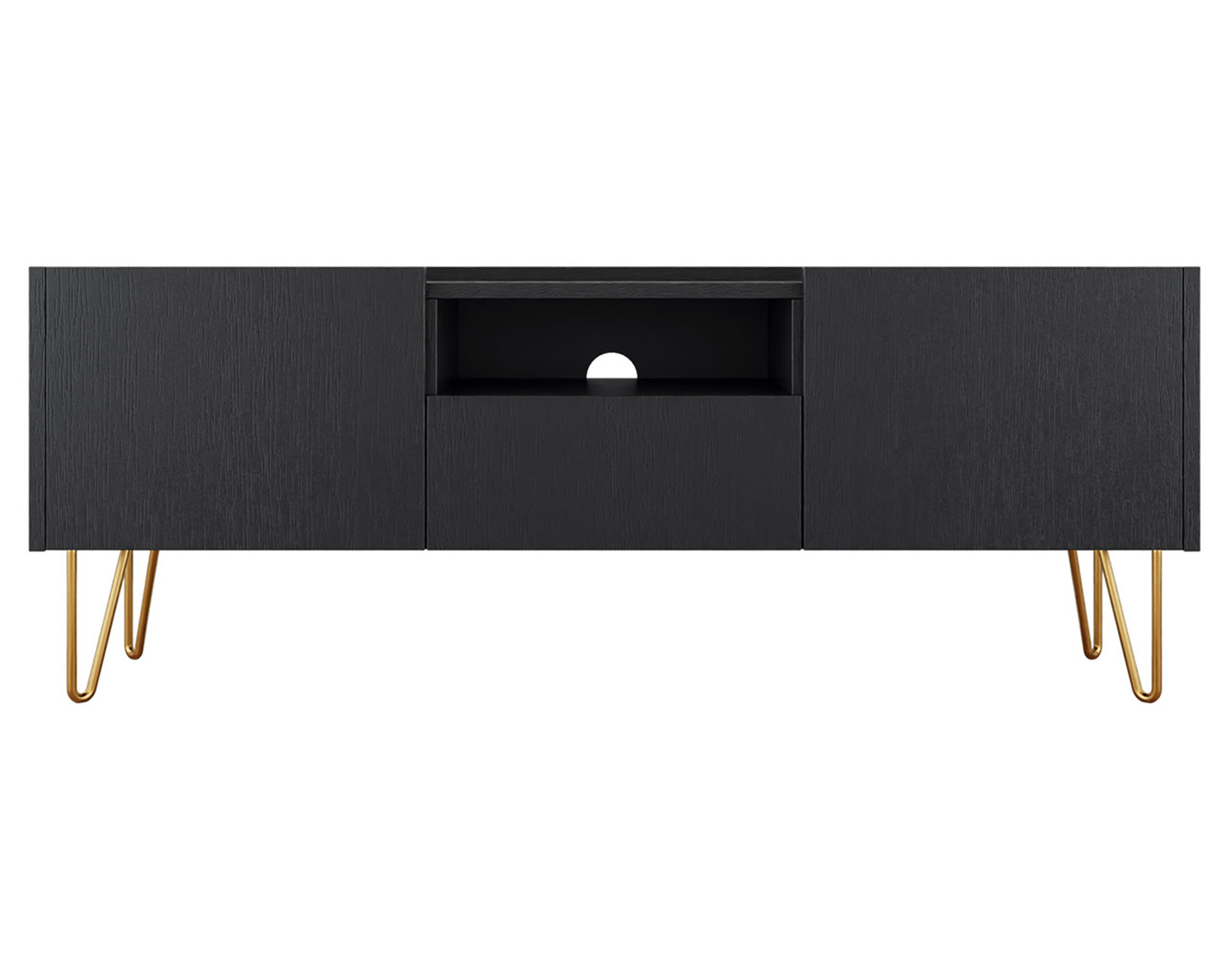 meuble tv style contemporain 144 cm noir / doré