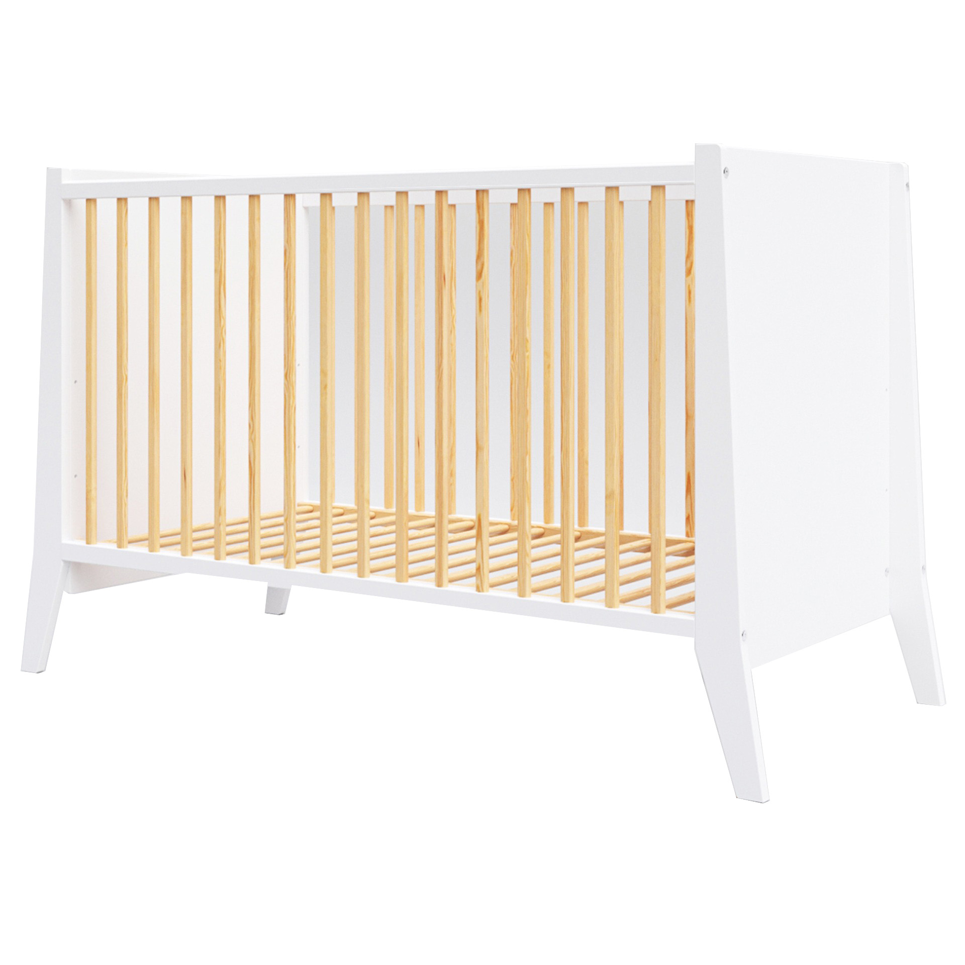 lit bébé évolutif en bois blanc et pin - 120x60 cm