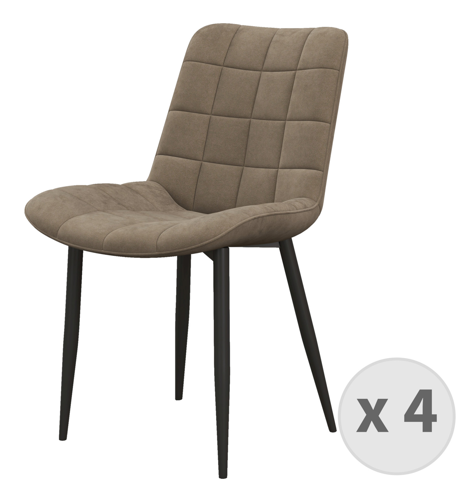Chaise en Velours Taupe et métal noir (x4)