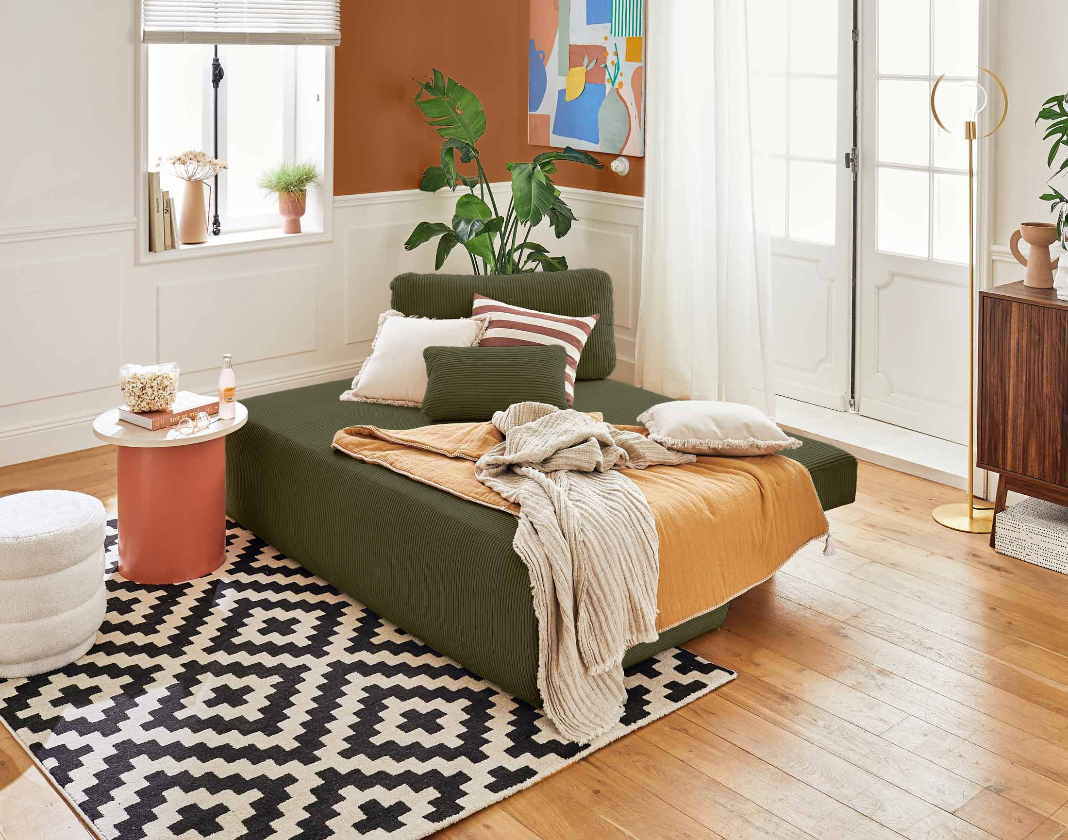 loutro - Canapé convertible velours côtelé Vert - Vue supplémentaire 2