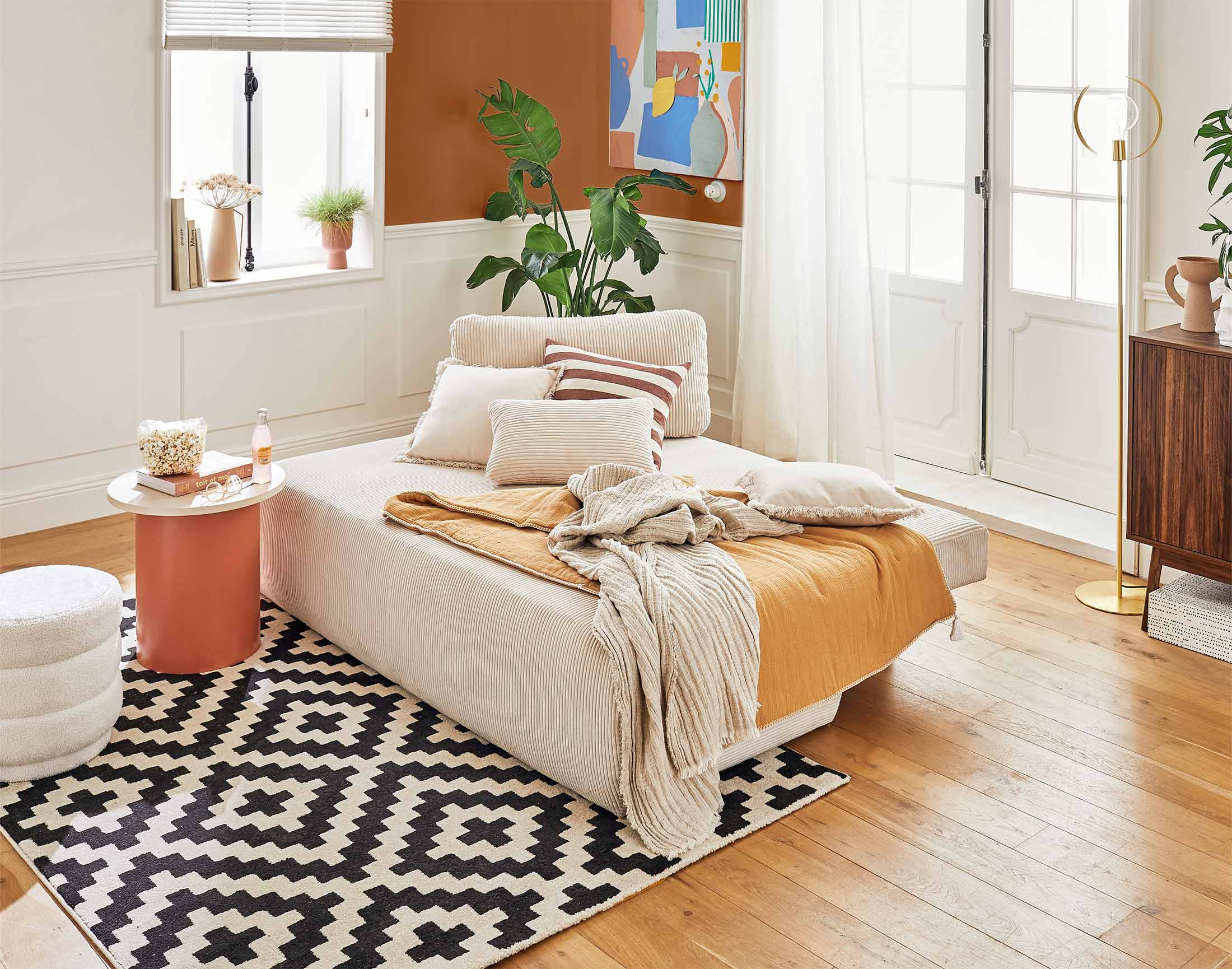 loutro - Canapé convertible velours côtelé Beige - Vue supplémentaire 2