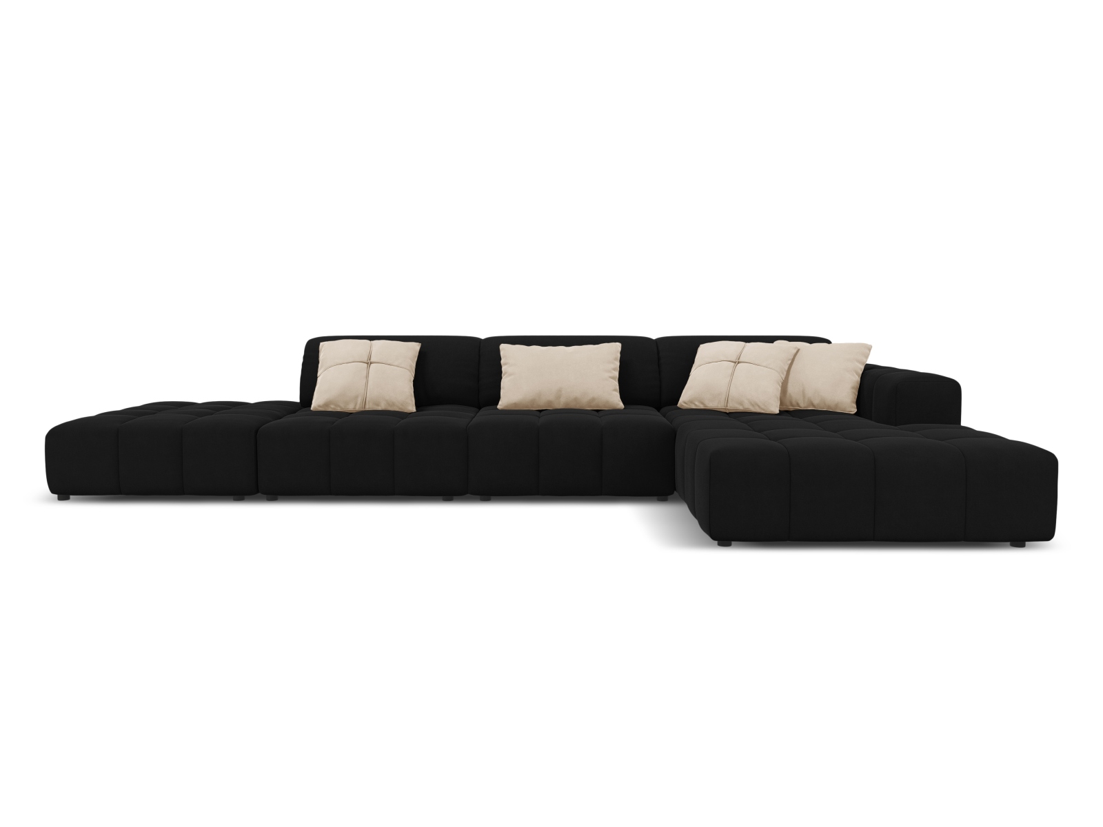 Canapé d'angle 5 places Noir Tissu Luxe Design