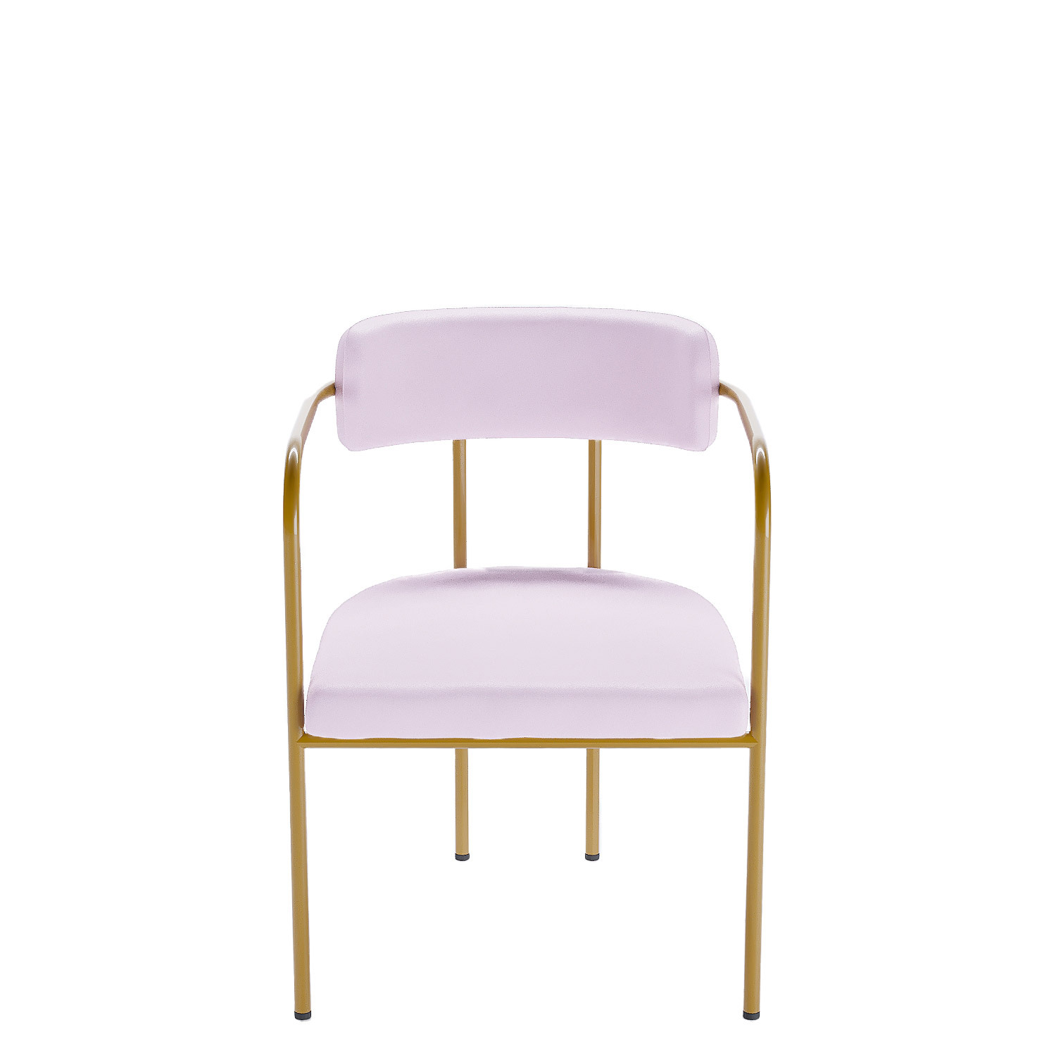 chaise de salle à manger tapissée avec accoudoirs velours rose clair