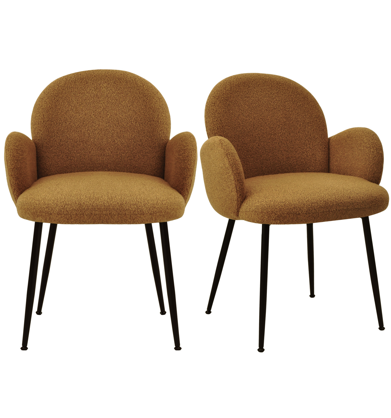 Chaise en tissu bouclé Ocre et pieds métal noir (x2)