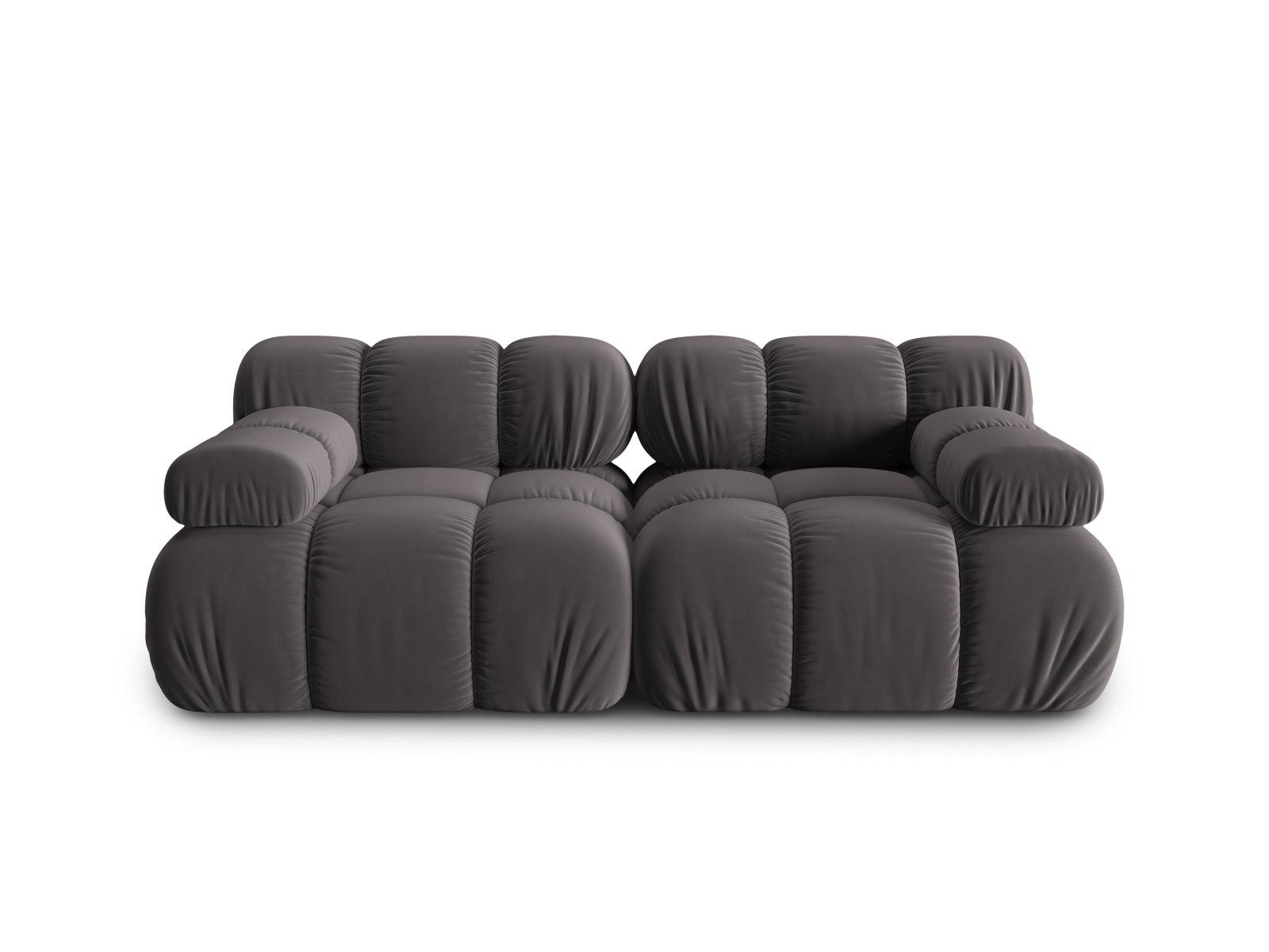 Canapé modulable 2 places en tissu velours gris foncé