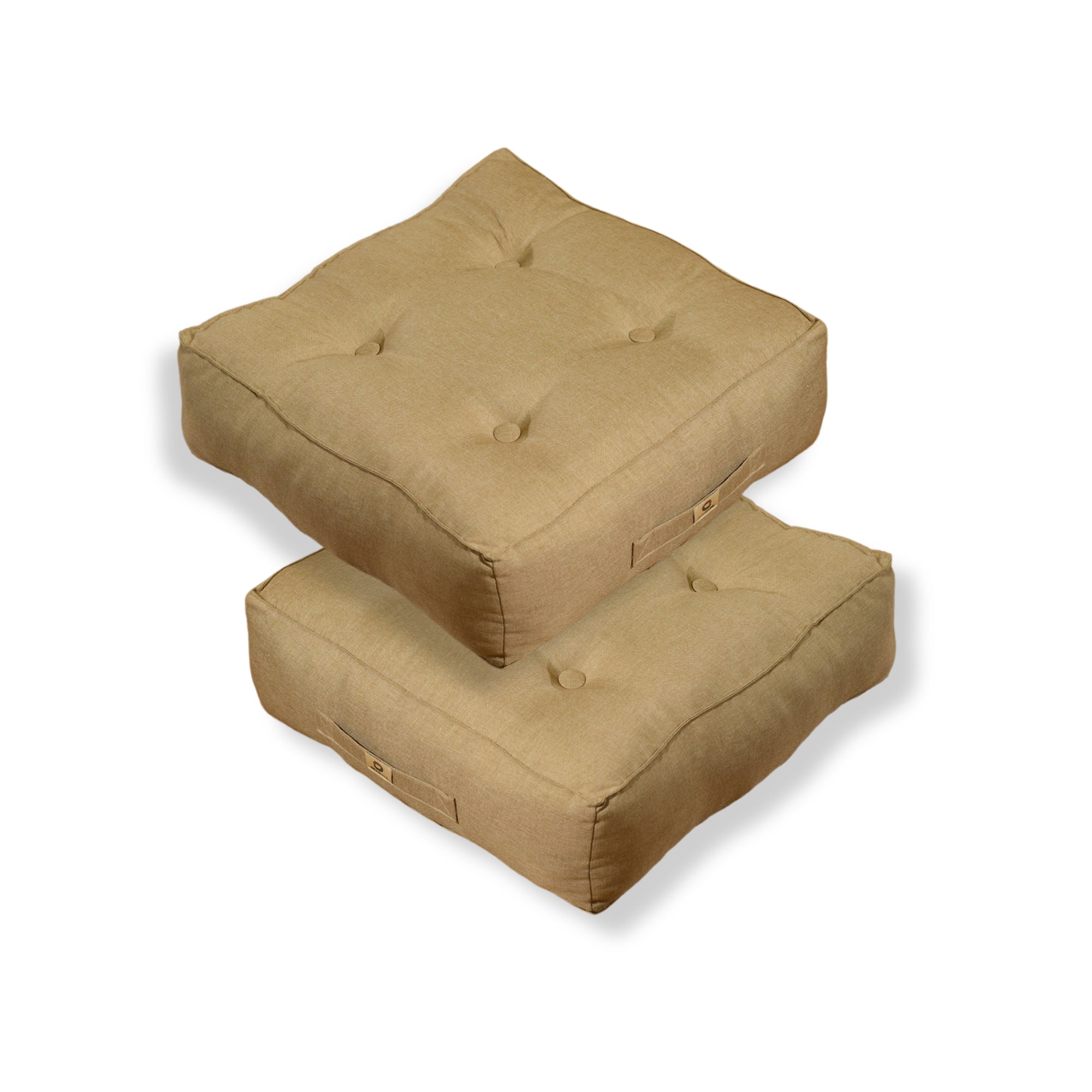 Coussins de sol effet lin 50 x 50 x 18 cm lot de 2 – beige