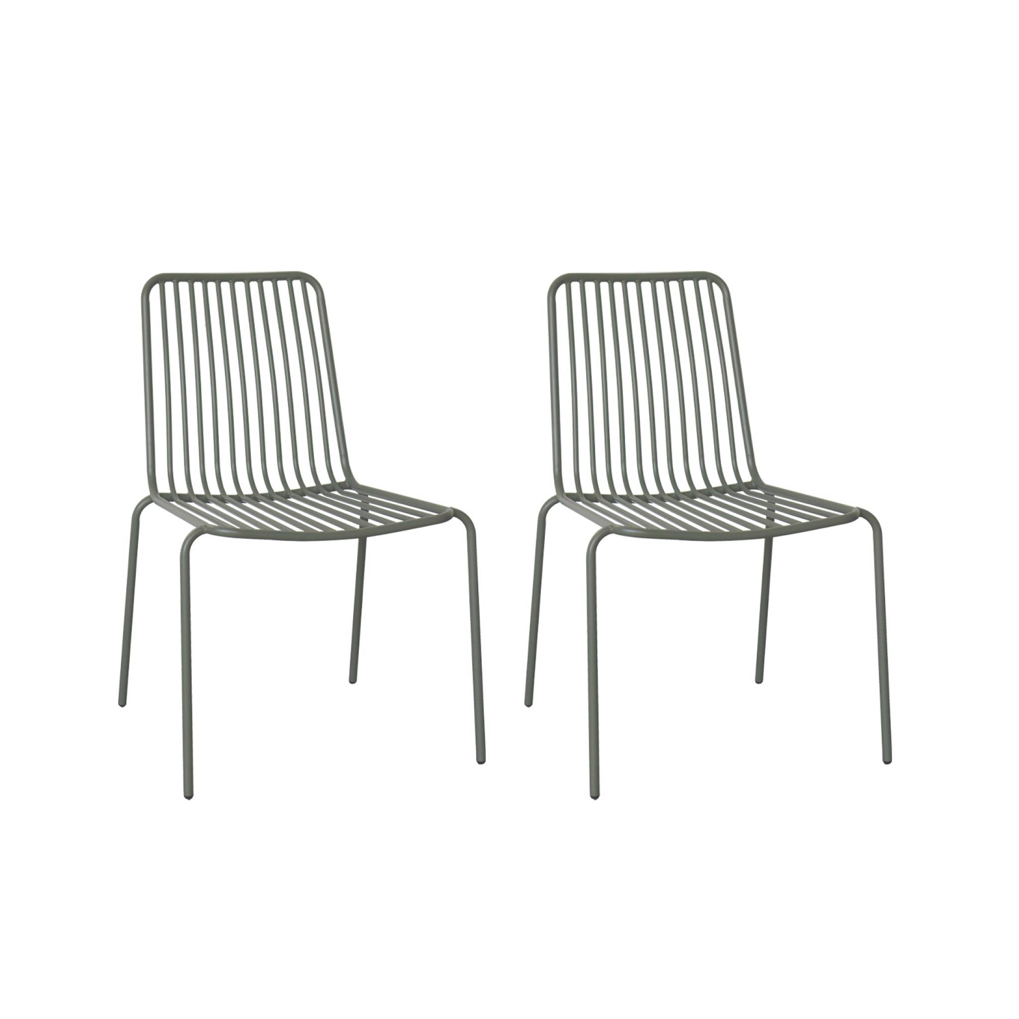 Lot de 2 chaises de jardin en acier kaki