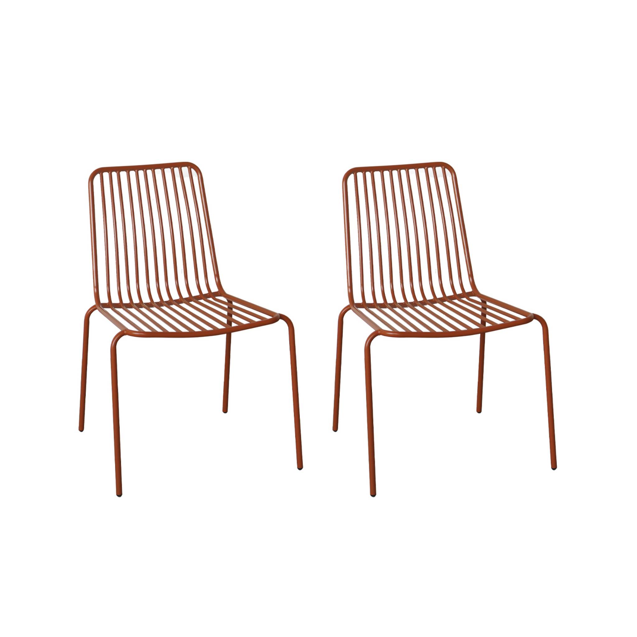 lot de 2 chaises de jardin en acier terracotta