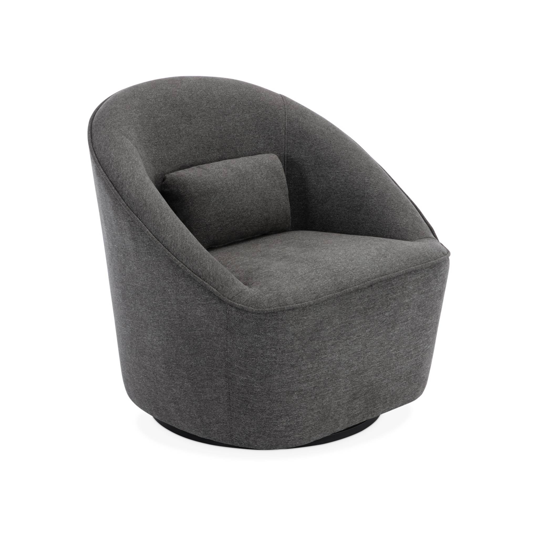 Fauteuil pivotant 360° en tissu gris foncé