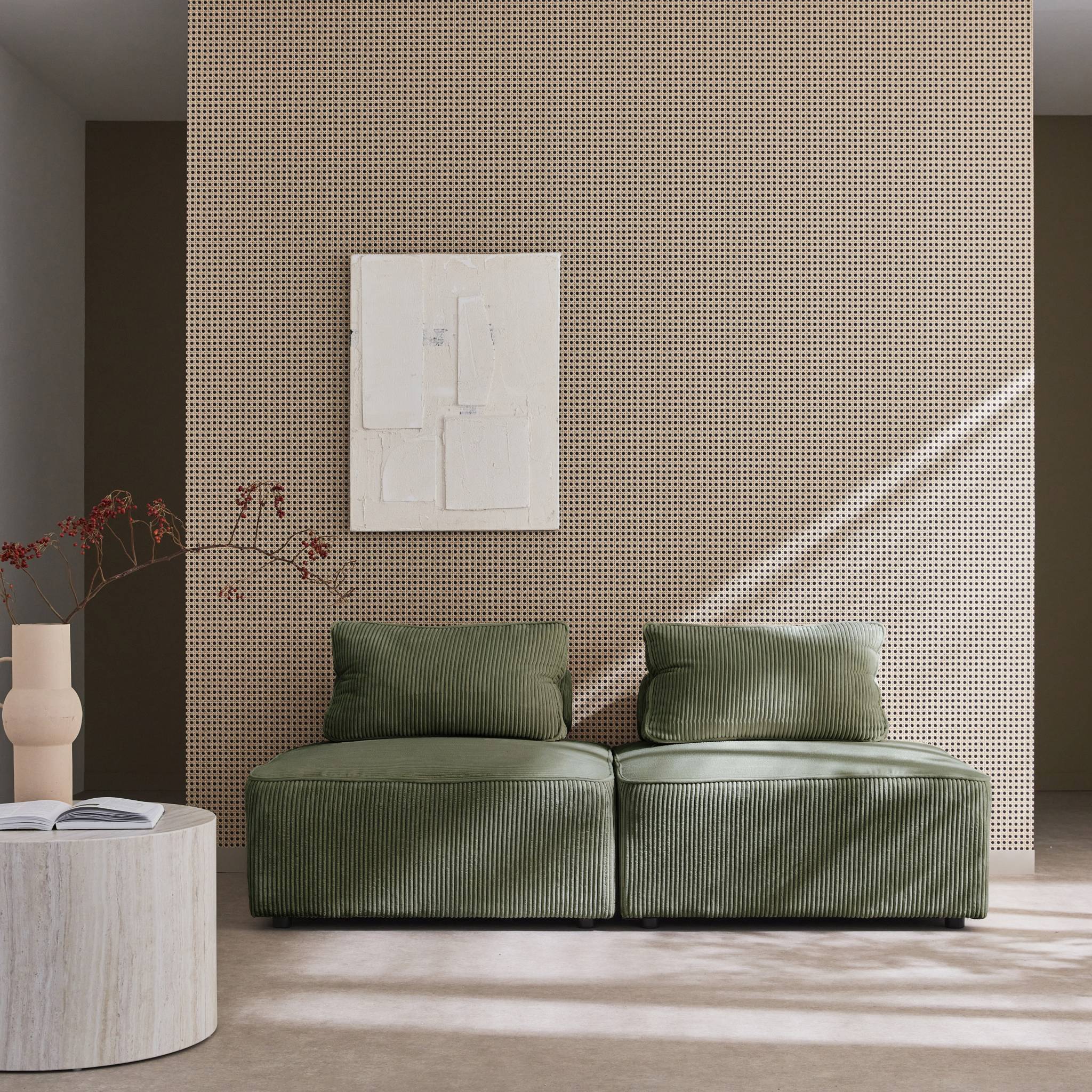 lao - Canapé velours côtelé Vert - Vue supplémentaire 2