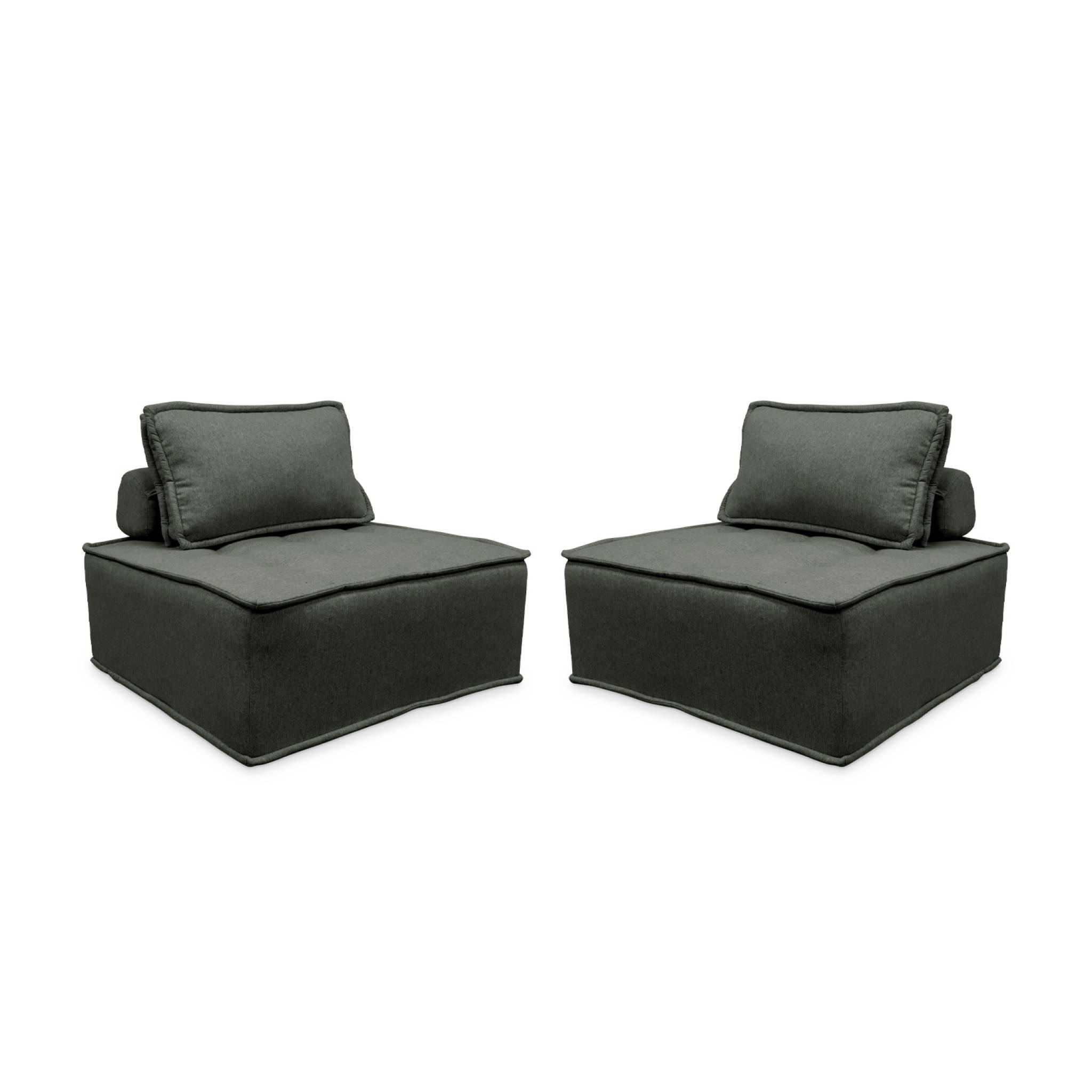 2 chauffeuses pour canapé tissu capitonné gris