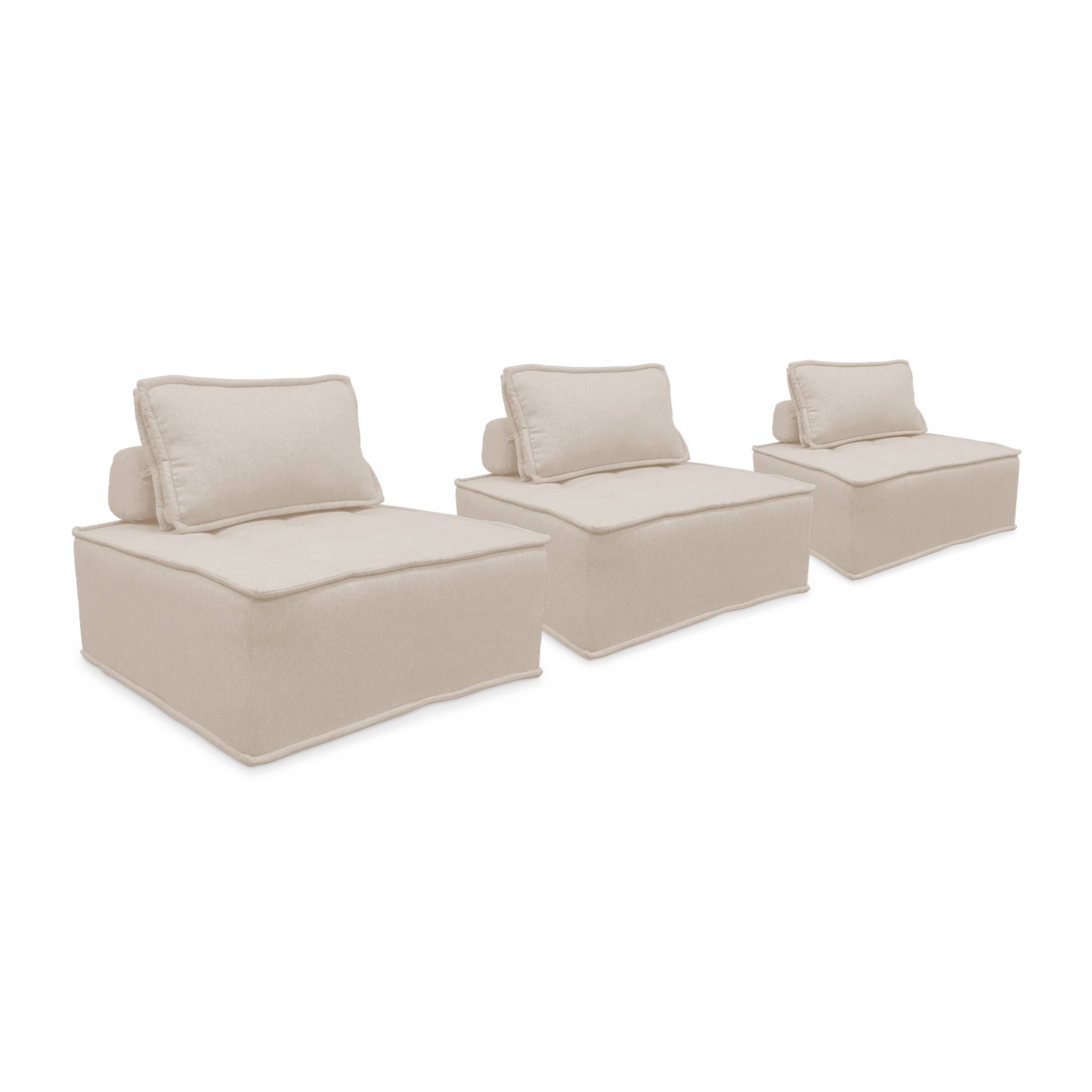 Lot de 3 chauffeuses pour canapé modulables tissu crème