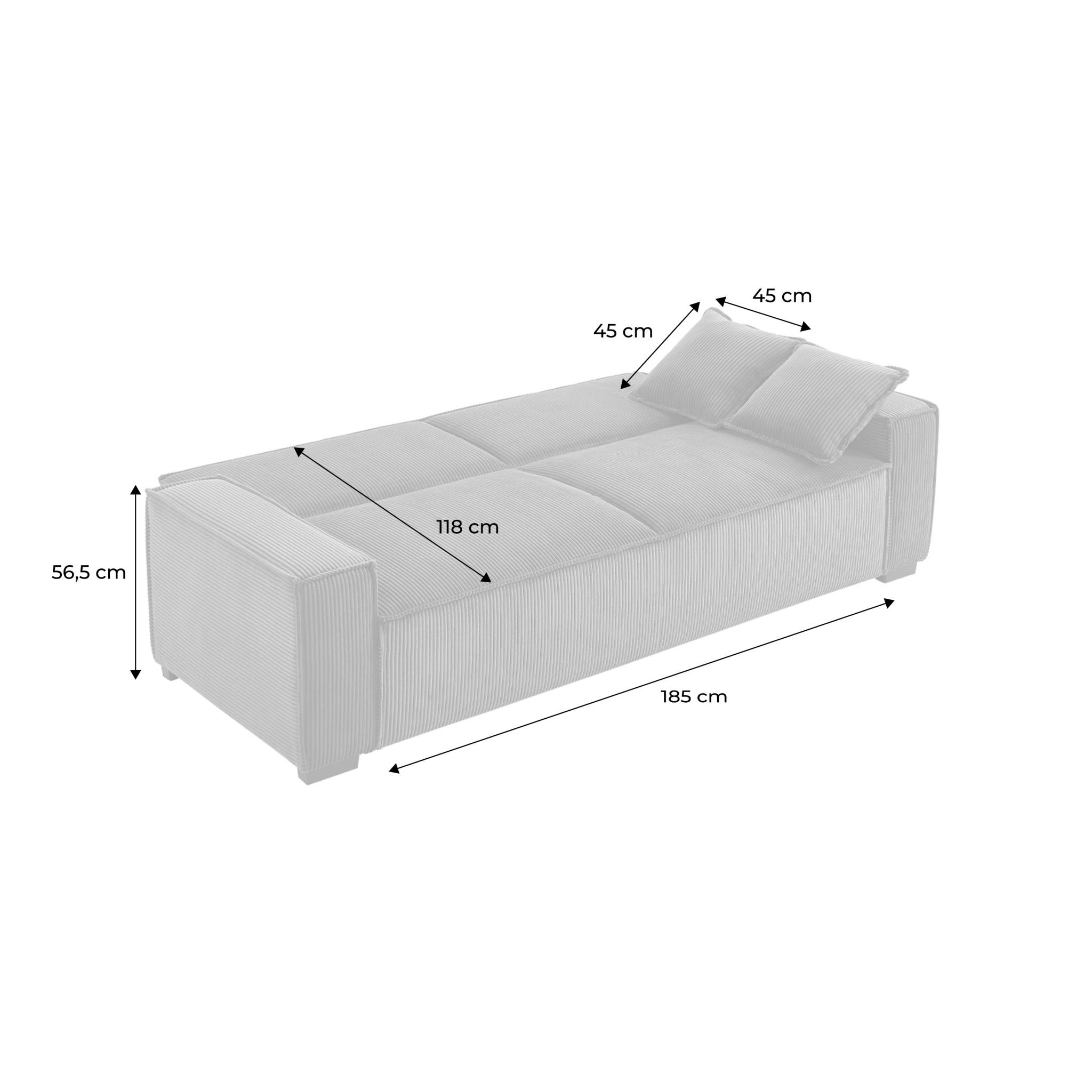 feel - Canapé convertible velours côtelé Blanc - Vue supplémentaire 2