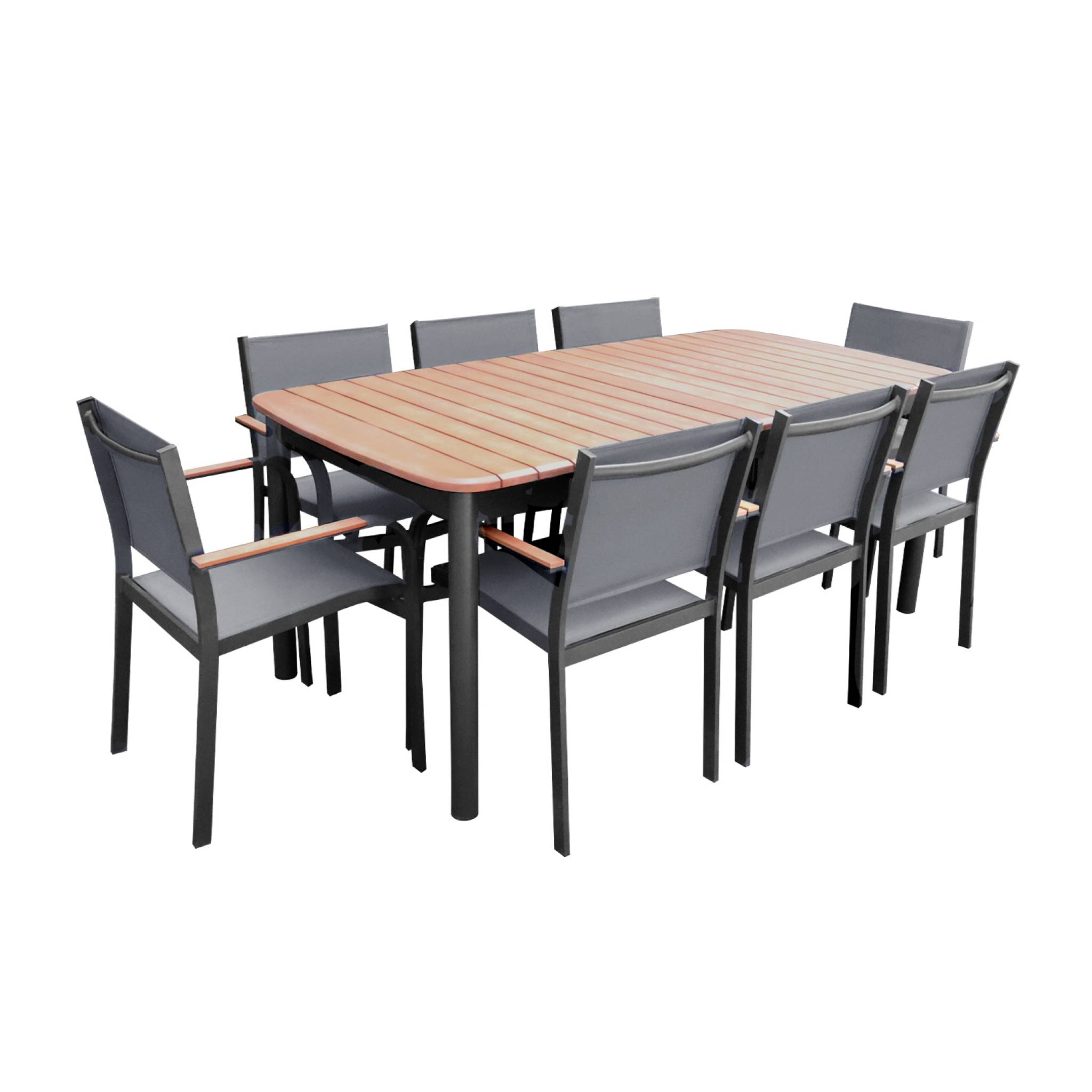 Table de jardin papillon+8 fauteuils bois clair anthracitelsweeek