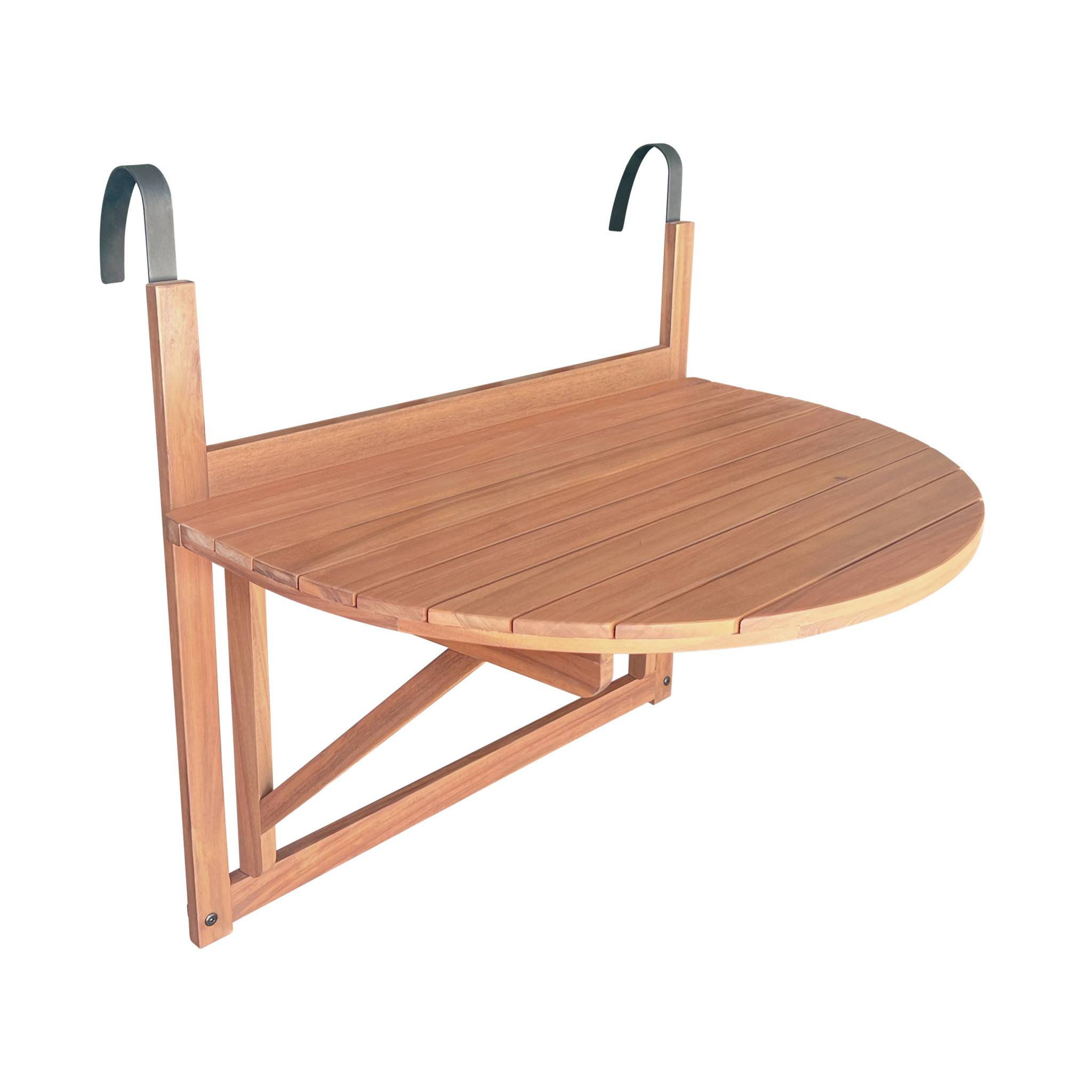 Table d'appoint en bois pour balcon, semi-arrondie