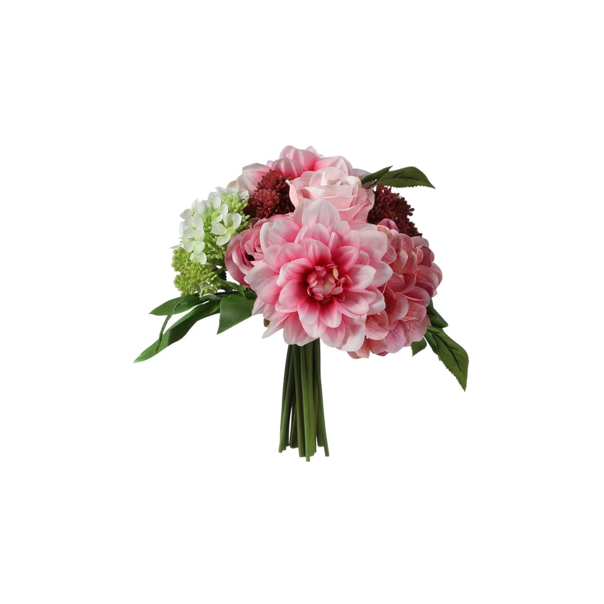 Bouquet de 19 tiges artificielles roses rouges et vertes H23