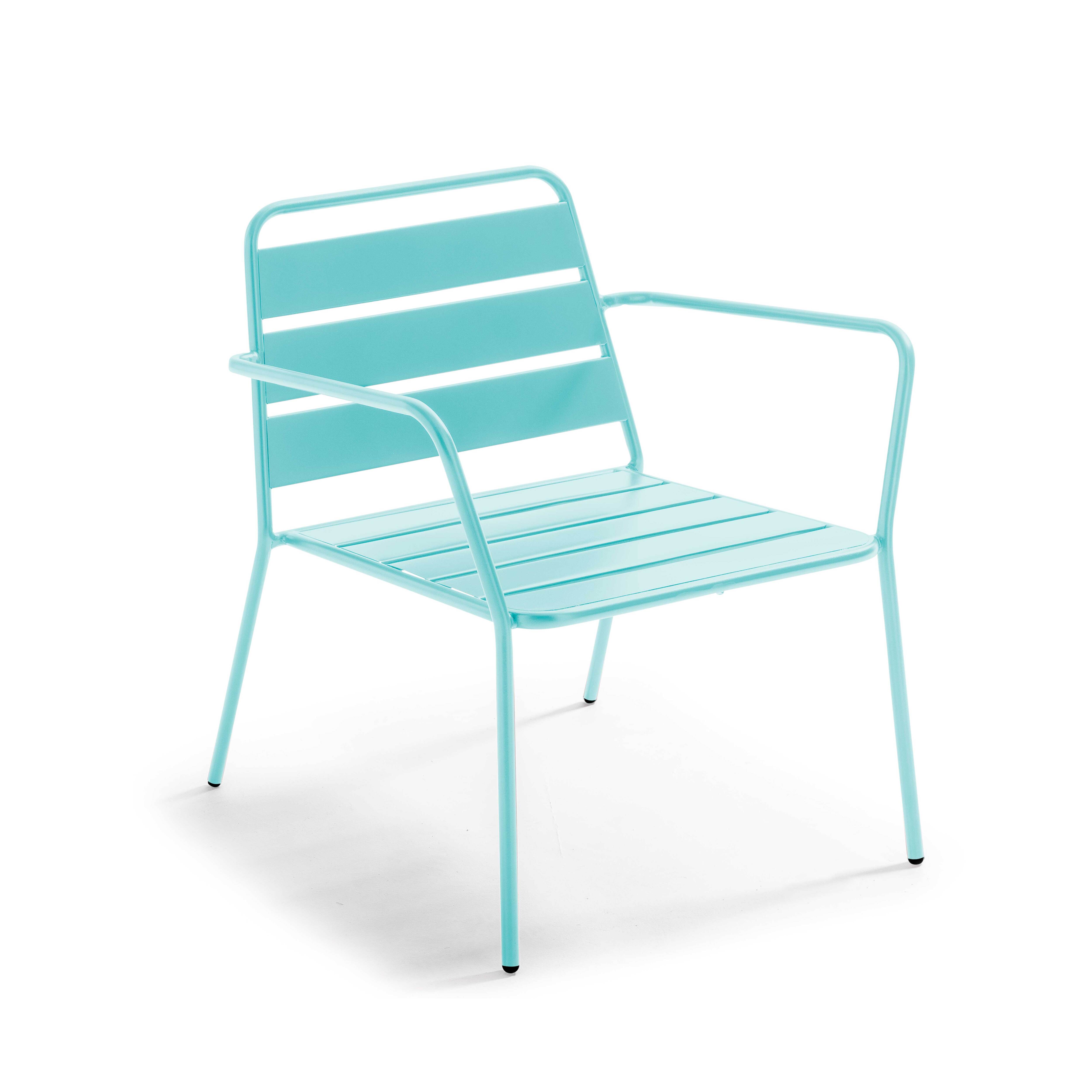 Fauteuil bas de jardin bleu turquoise