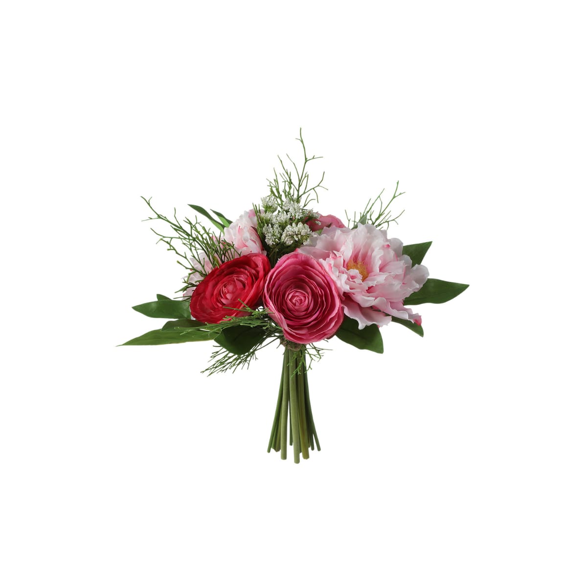 Bouquet de 16 tiges de roses artificielles fuchsia H25