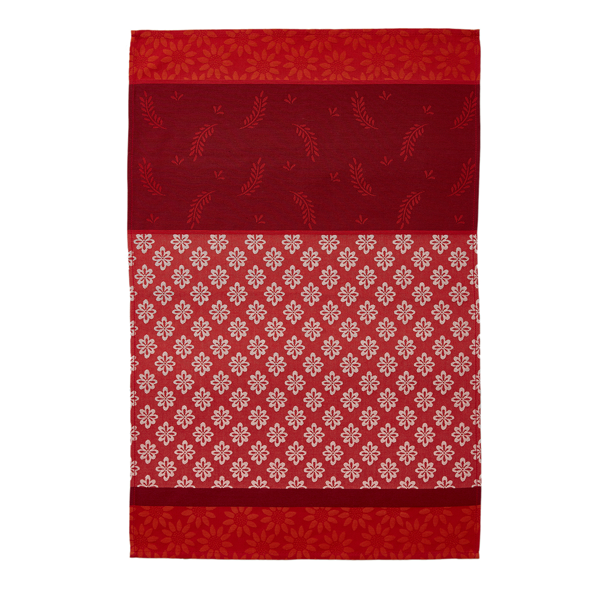 torchon imprimé en jacquard de coton rouge 50x75