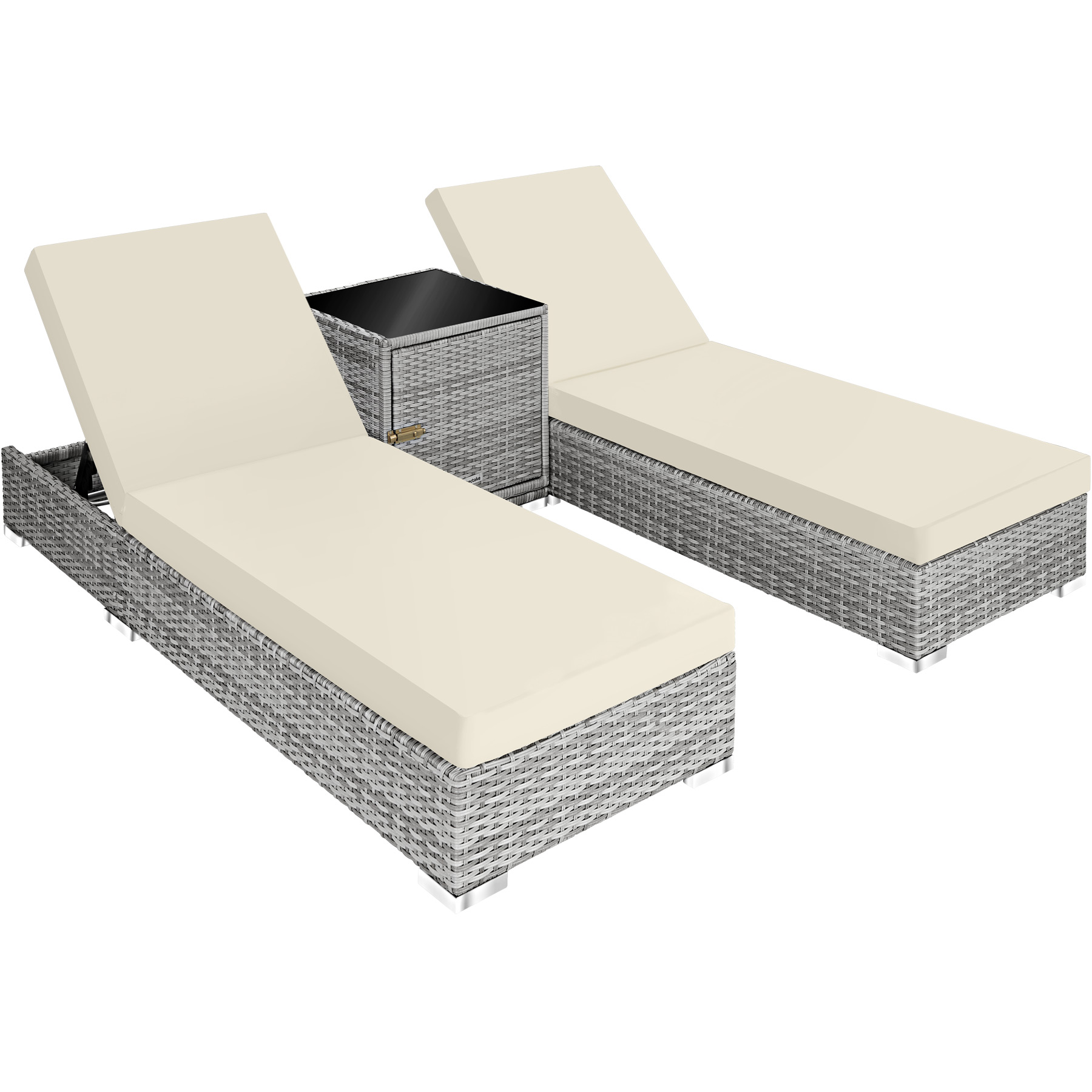 Lot de 2 Bains de soleil en duo au design luxueux