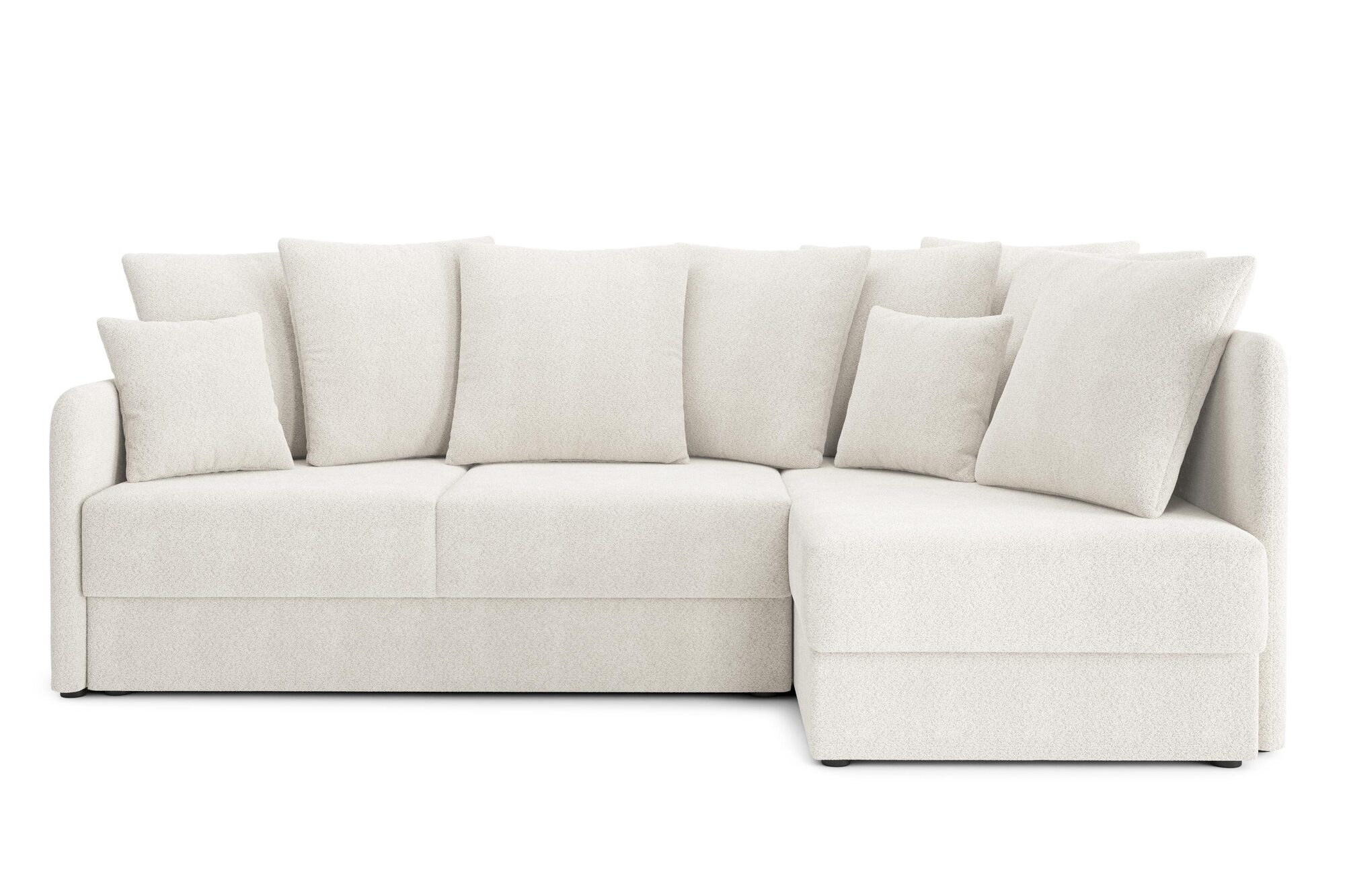Canapé d'angle 5 places Blanc Tissu Moderne Confort