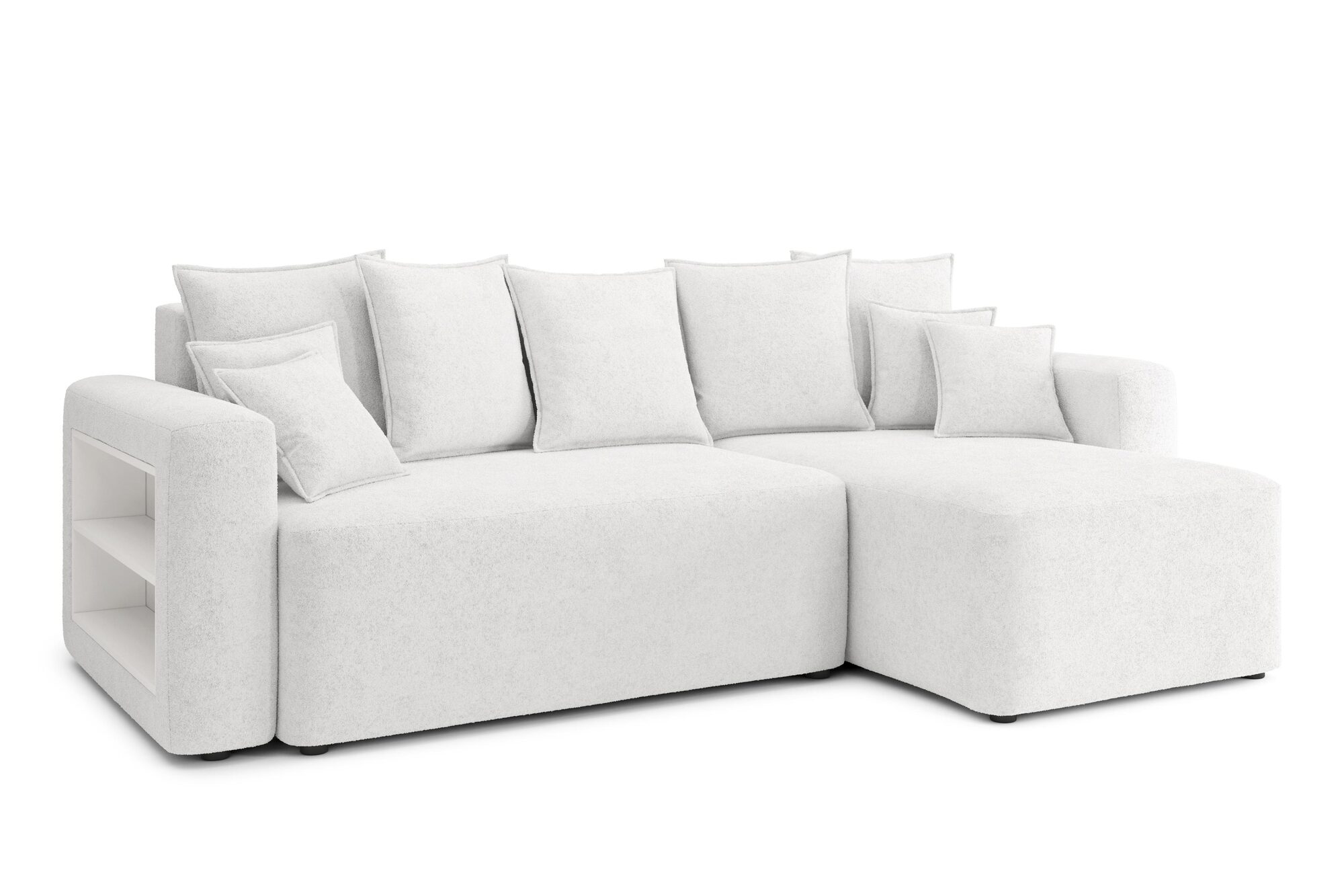 Canapé d'angle 4 places Blanc Tissu Contemporain Confort Promotion
