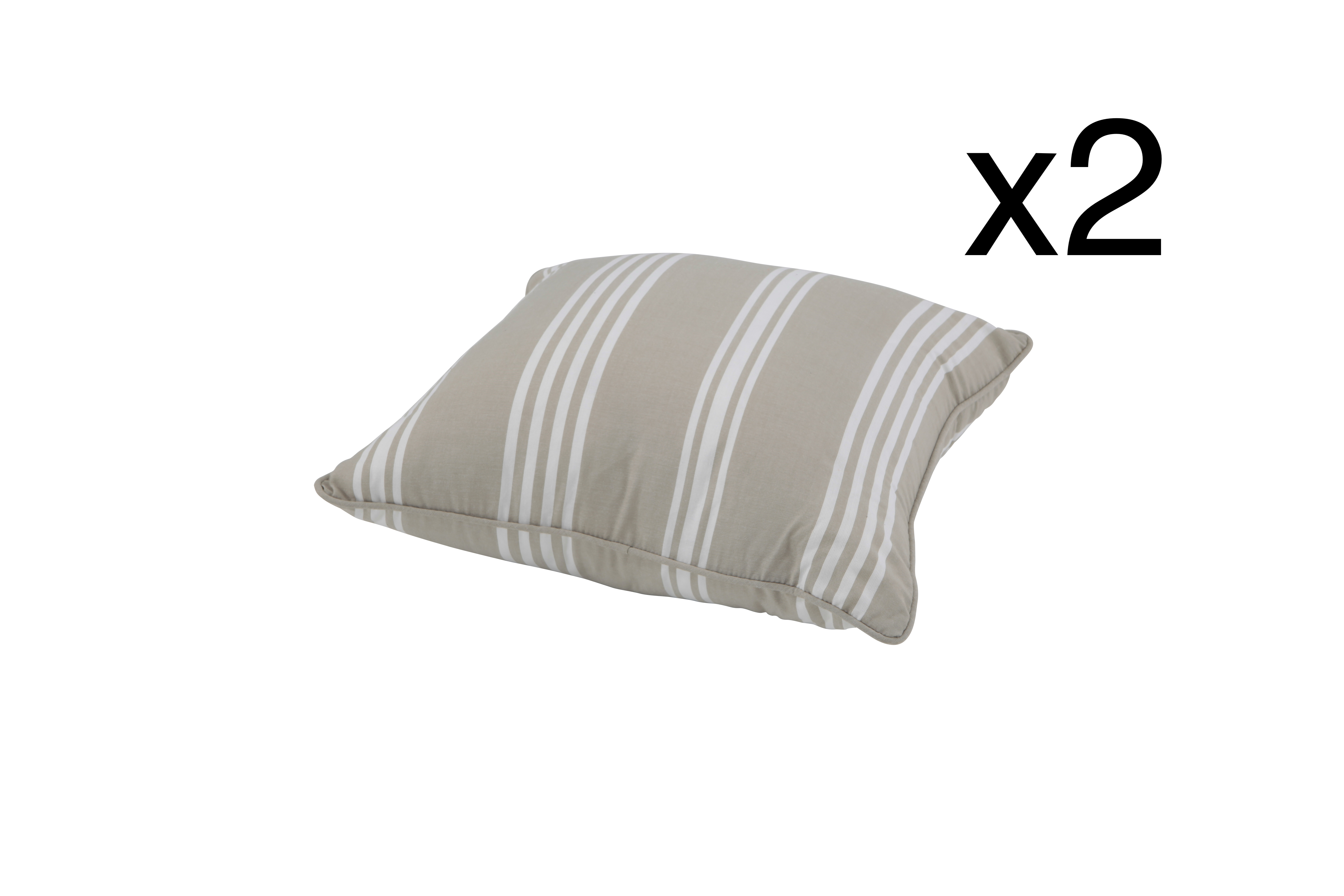 Pack de 2 coussins décoratifs 60x60 cm rayures beiges