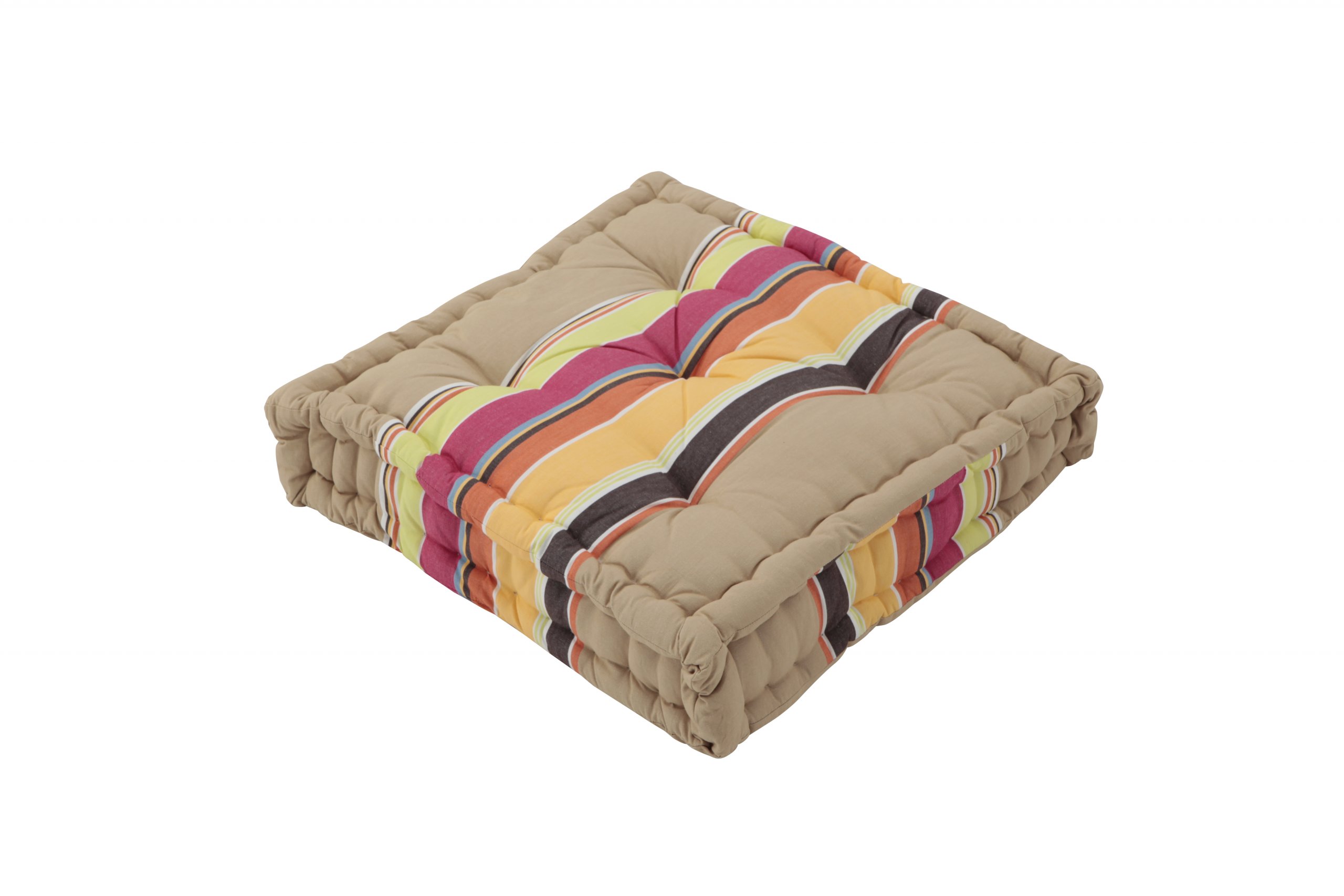 Coussin de sol extérieur multicolore/beige