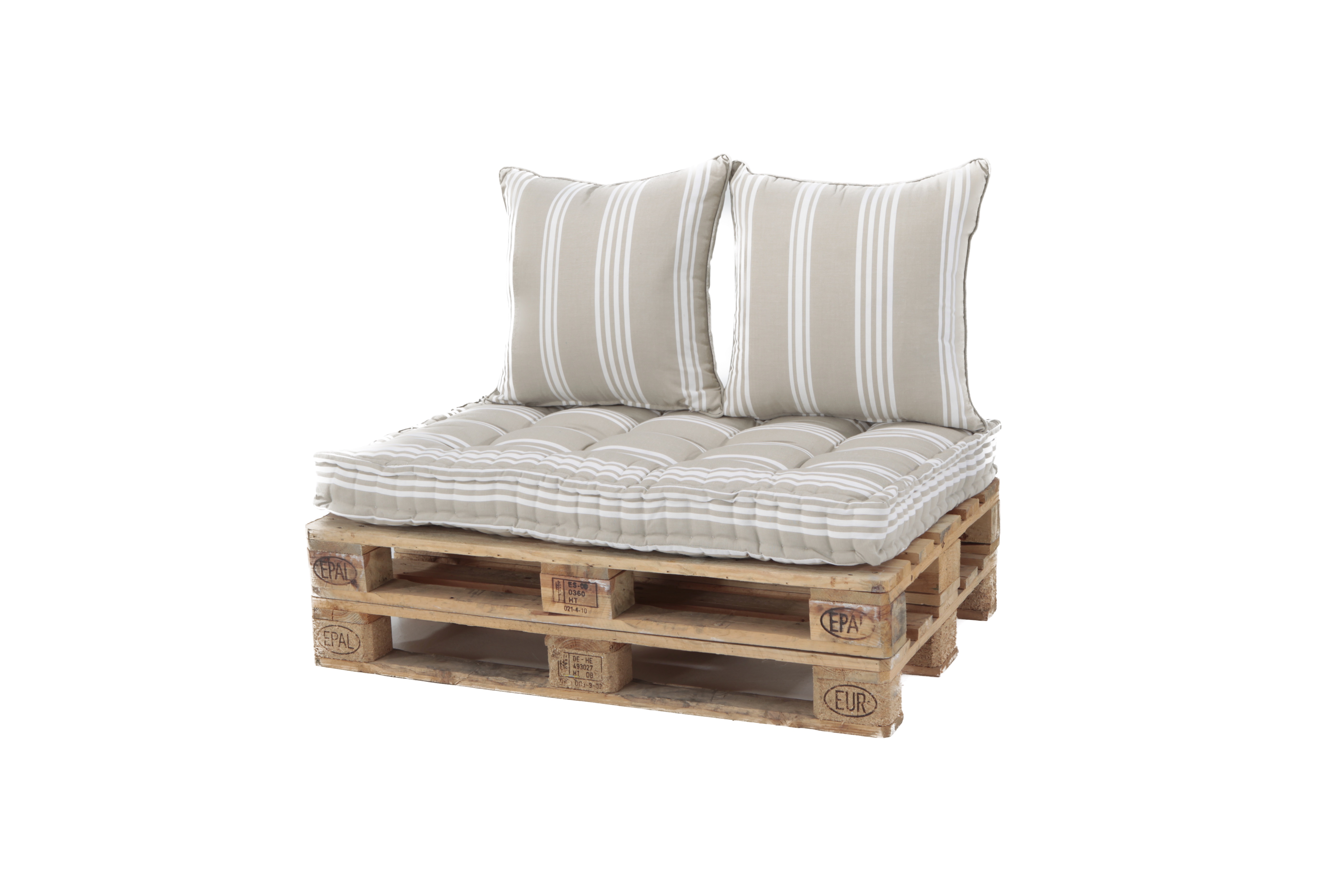 Set de coussins de palette en beige avec rayures