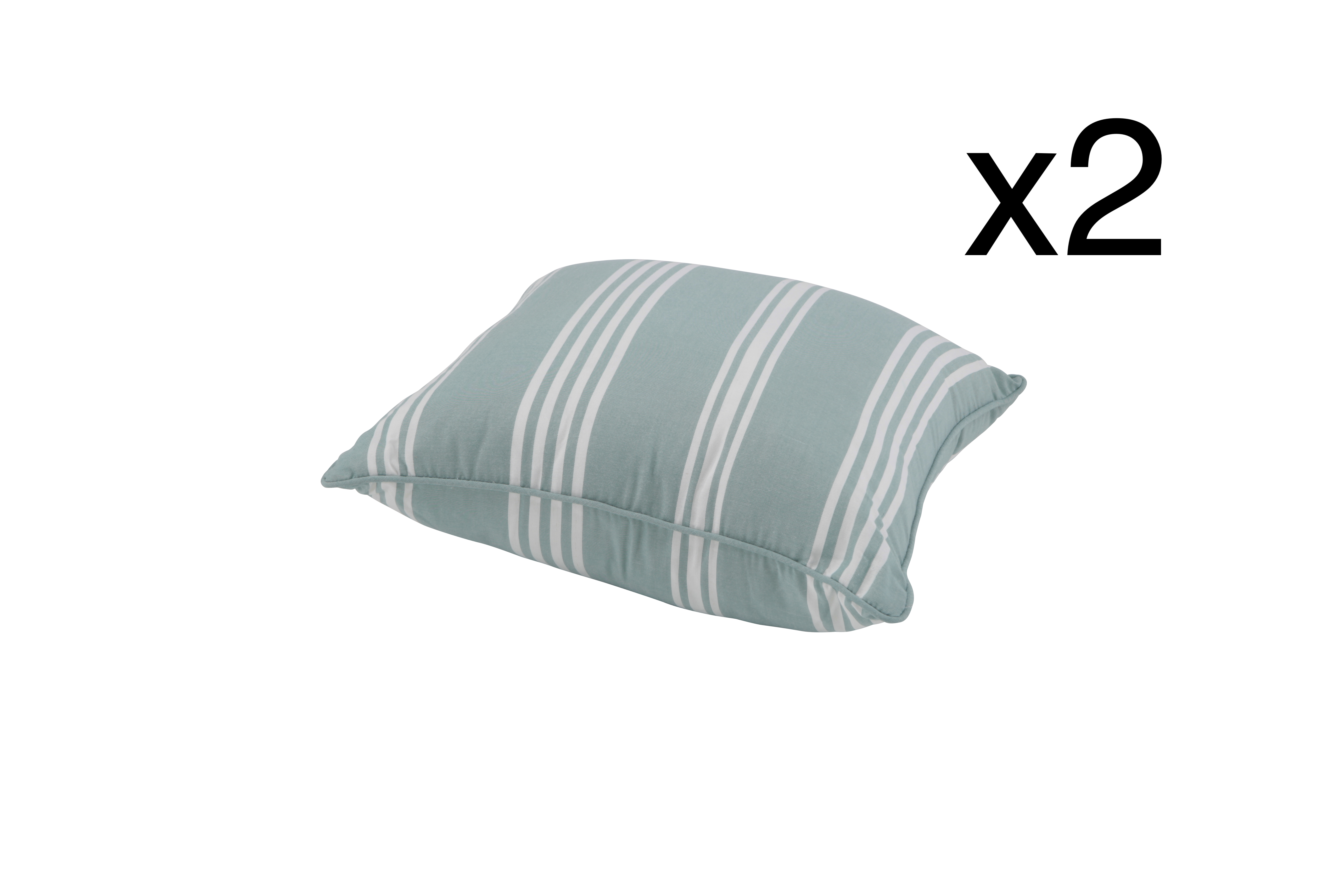 Pack de 2 coussins décoratifs 60x60 cm rayures vertes