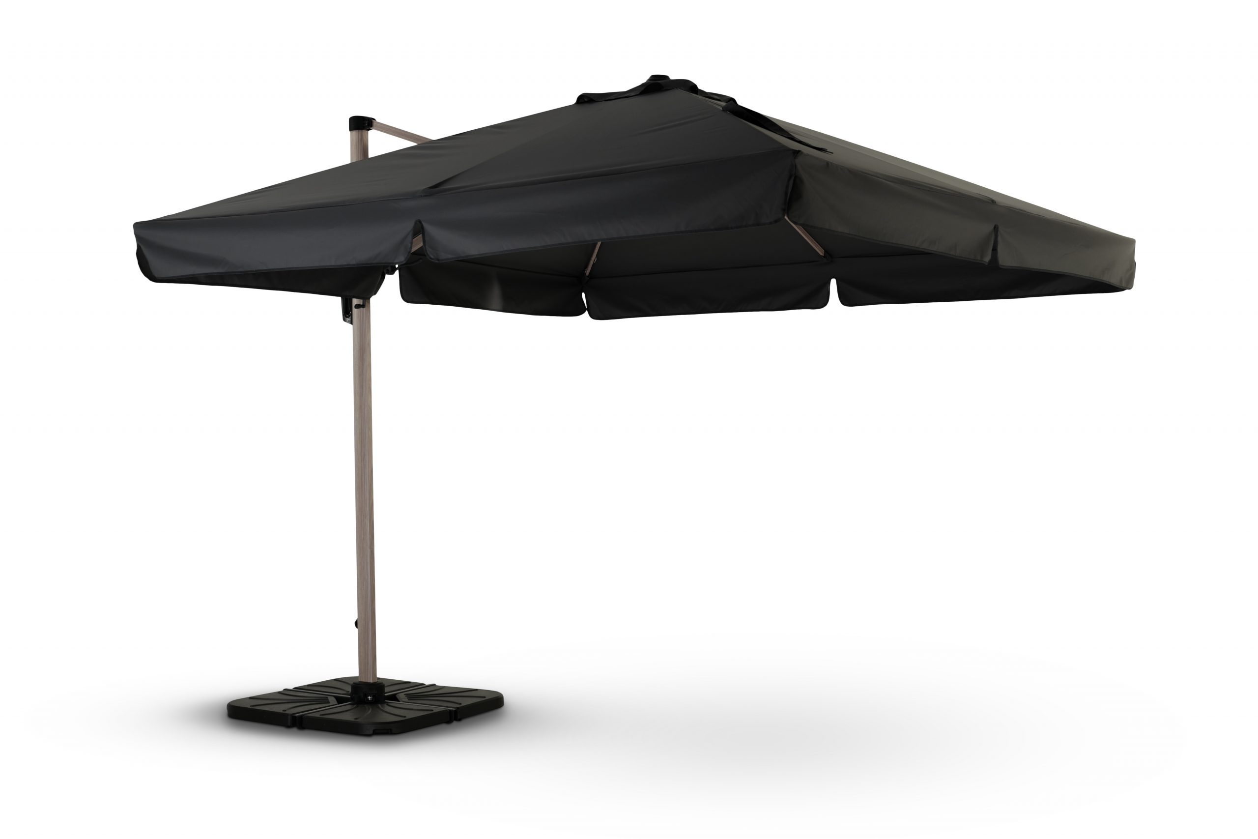 Parasol suspendu structure imitation bois tissu anthracite 3x3m