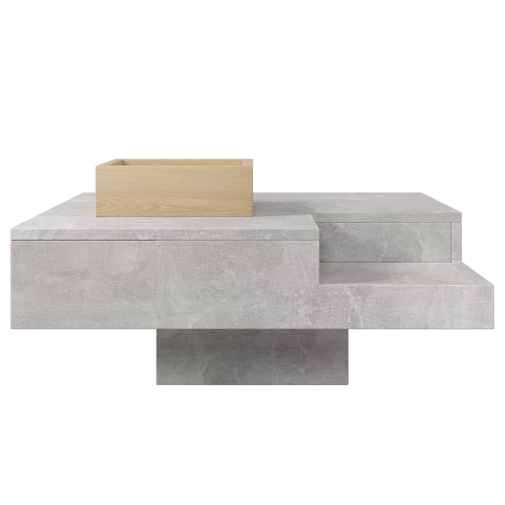 Table basse carré gris et une boit de rangement bois nature72*72*30
