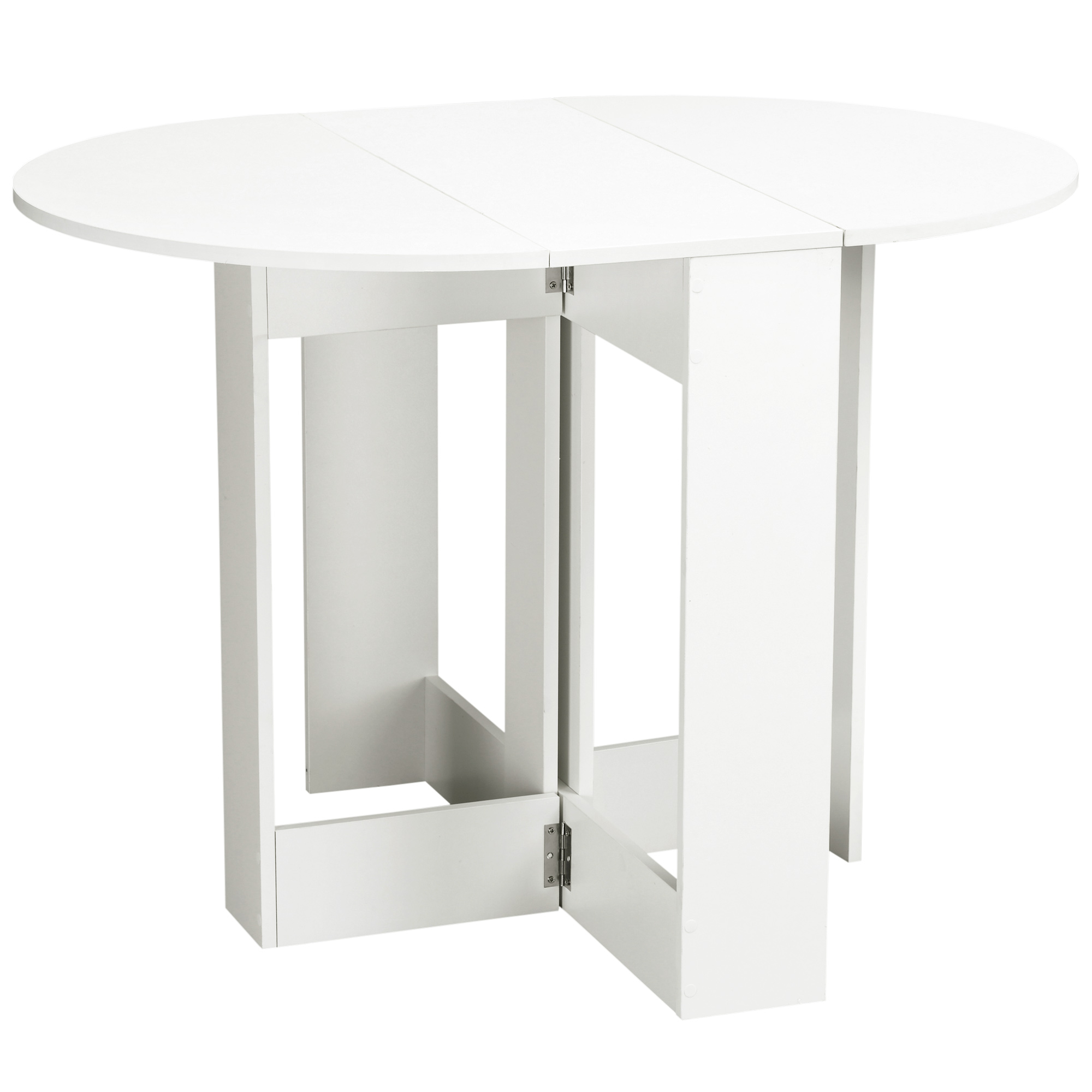 Table ovale pliable de cuisine 2 abattants blanc