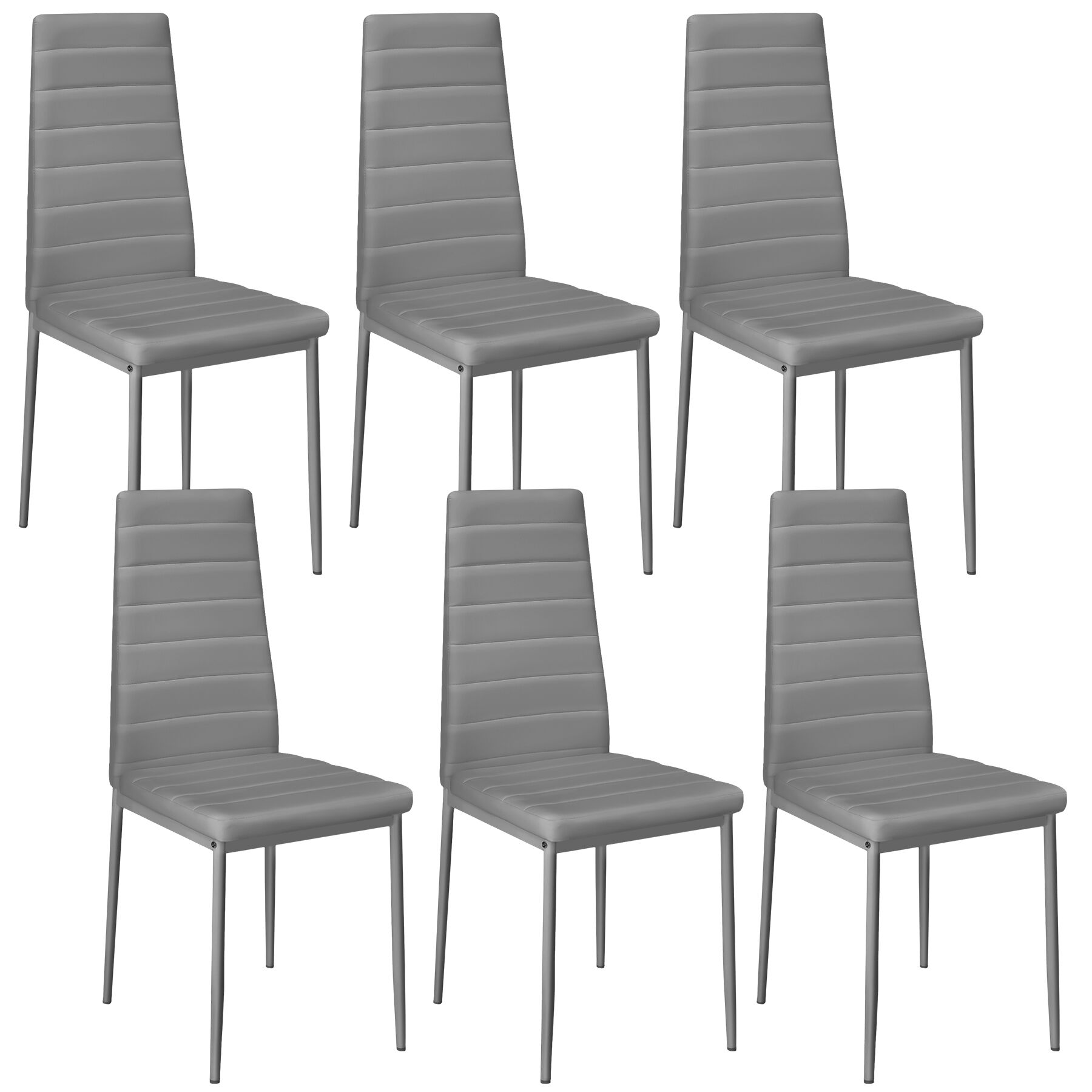 Ensemble de 6 chaises de salle à manger aspect cuir ergonomiques gris