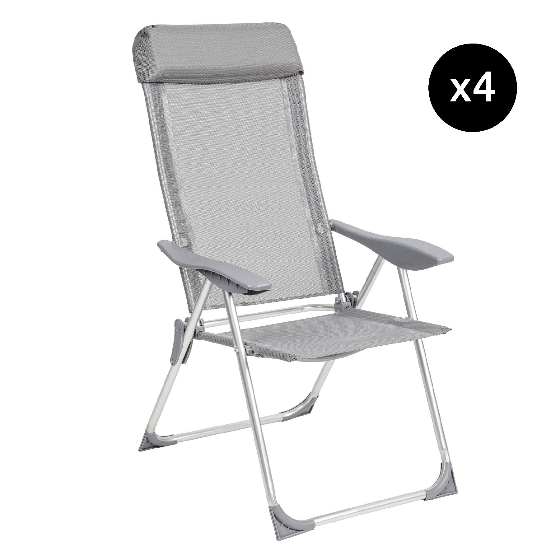 Lot de 4 chaises de jardin gris