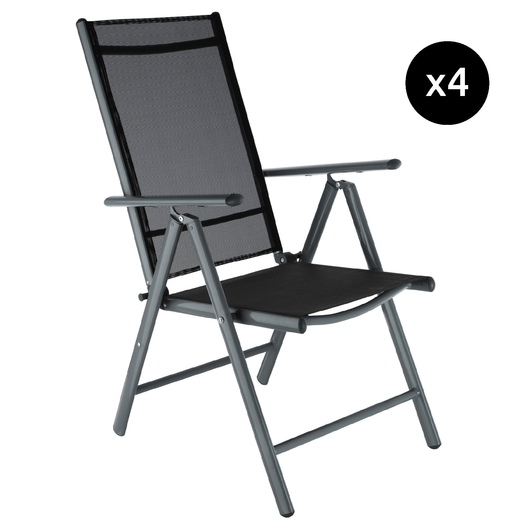 Lot de 4 chaises de jardin pliantes gris anthracite