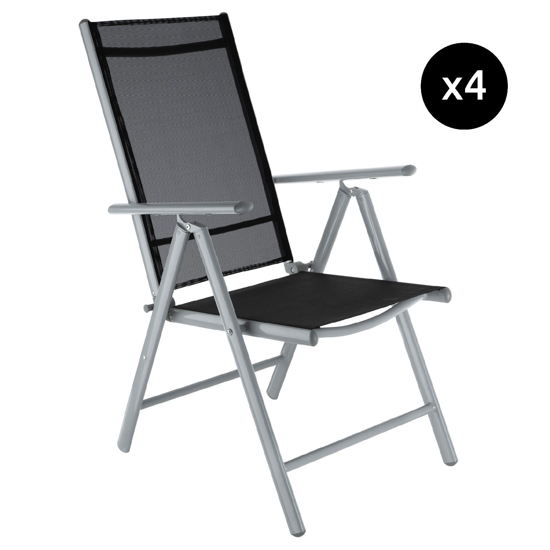 Lot de 4 chaises de jardin pliantes argent