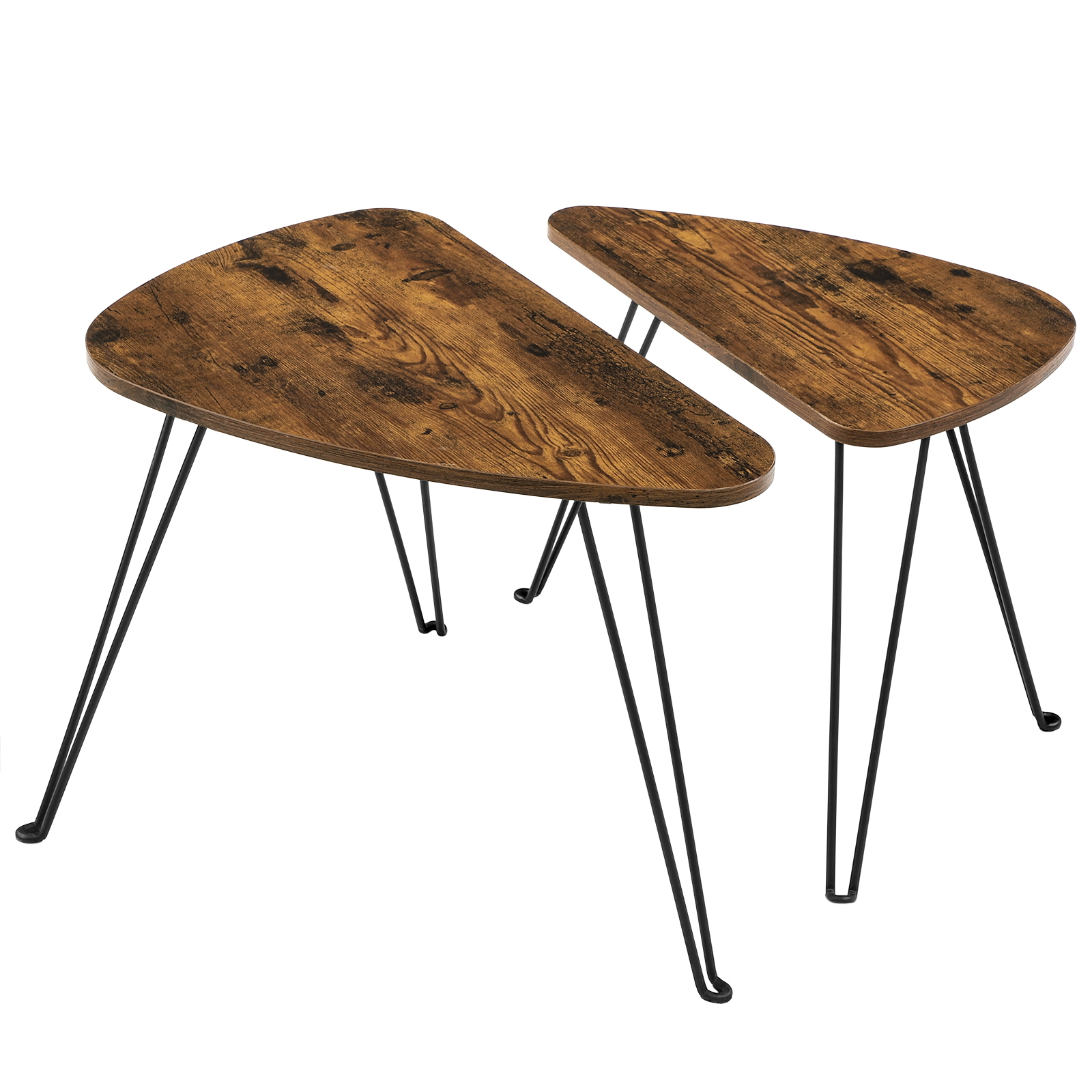 tables d'appoint style industriel effet bois marron rustique