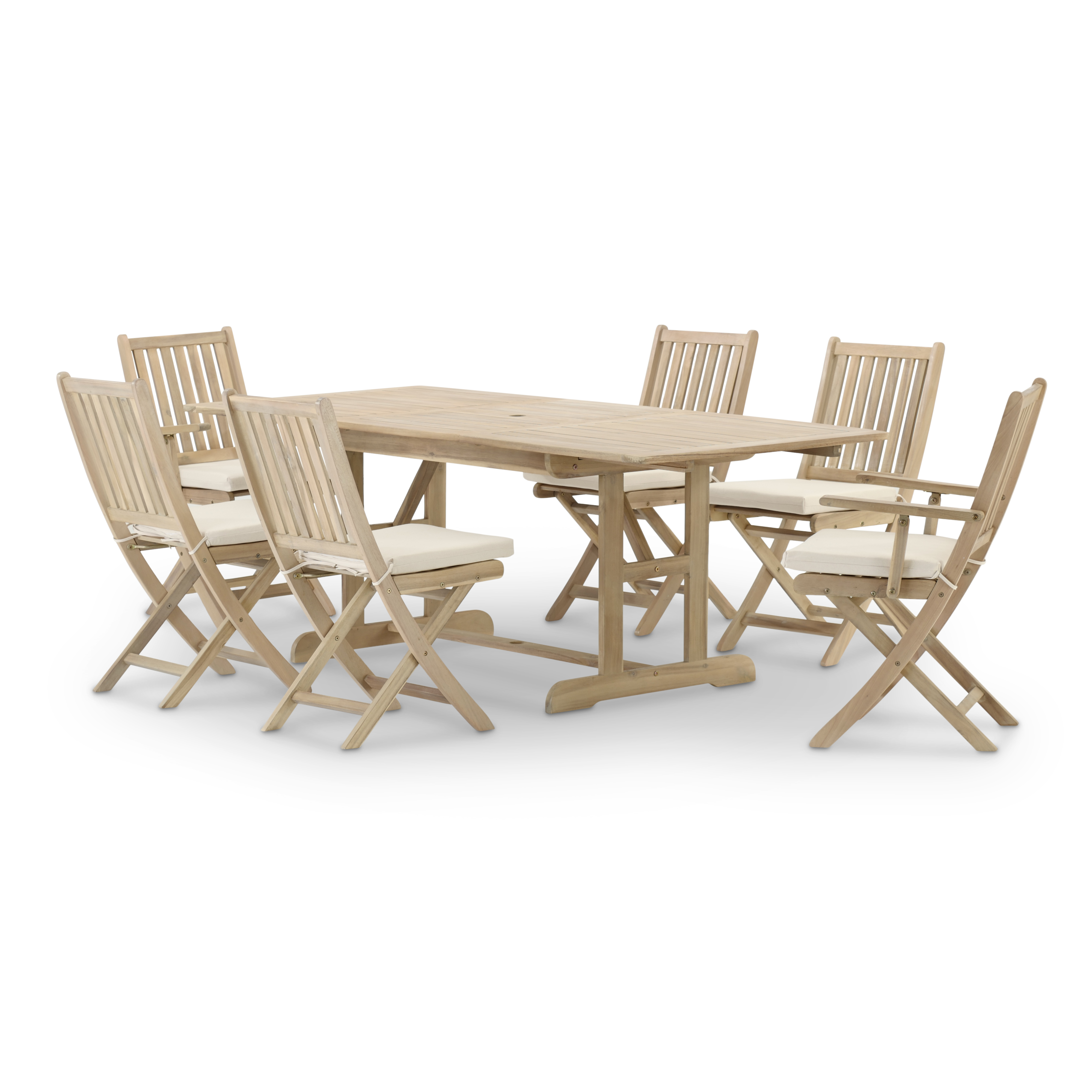 Ensemble table ext 150/210x90 + 4 chaises + 2 fauteuils