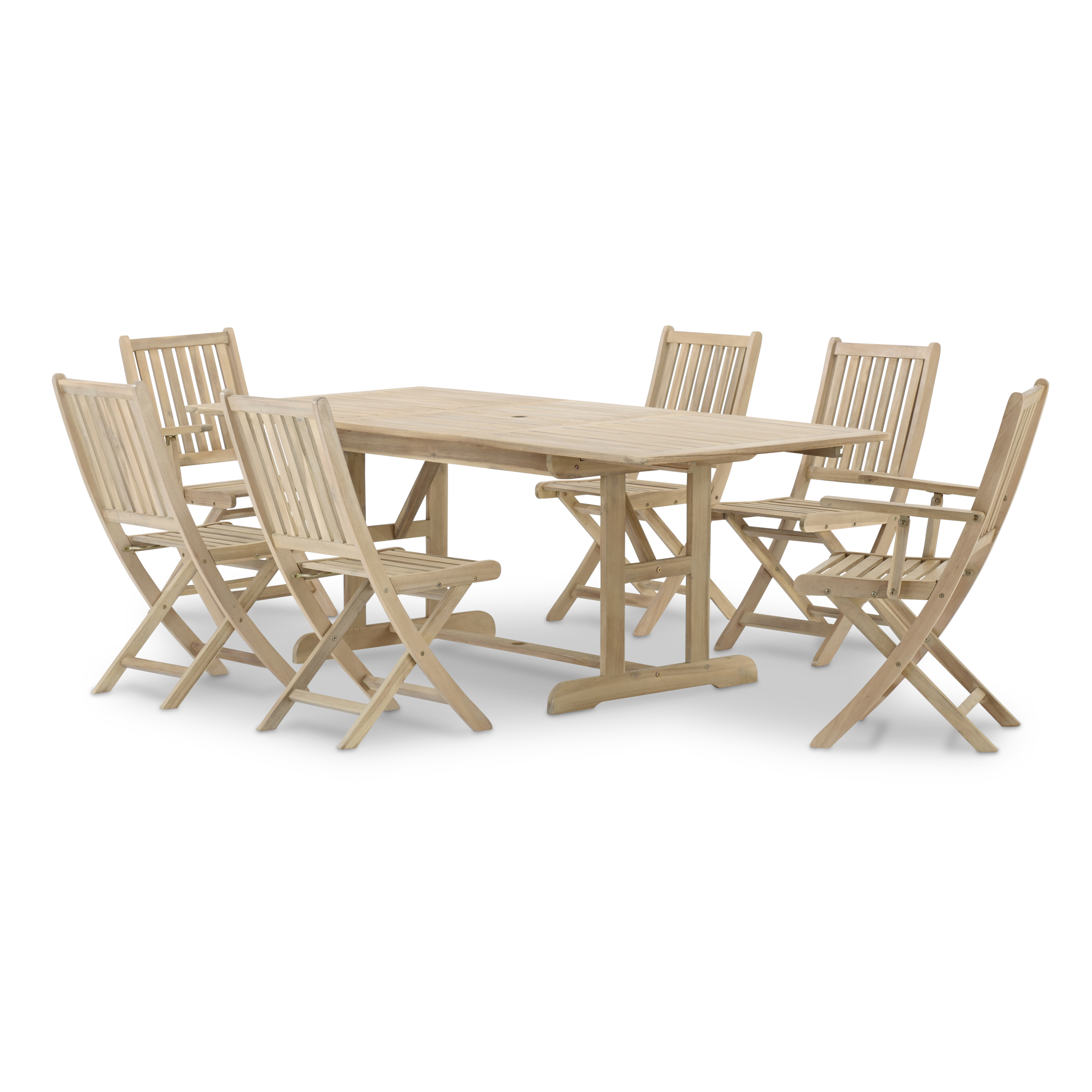 Ensemble table ext 150/210x90 + 4 chaises et 2 fauteuils