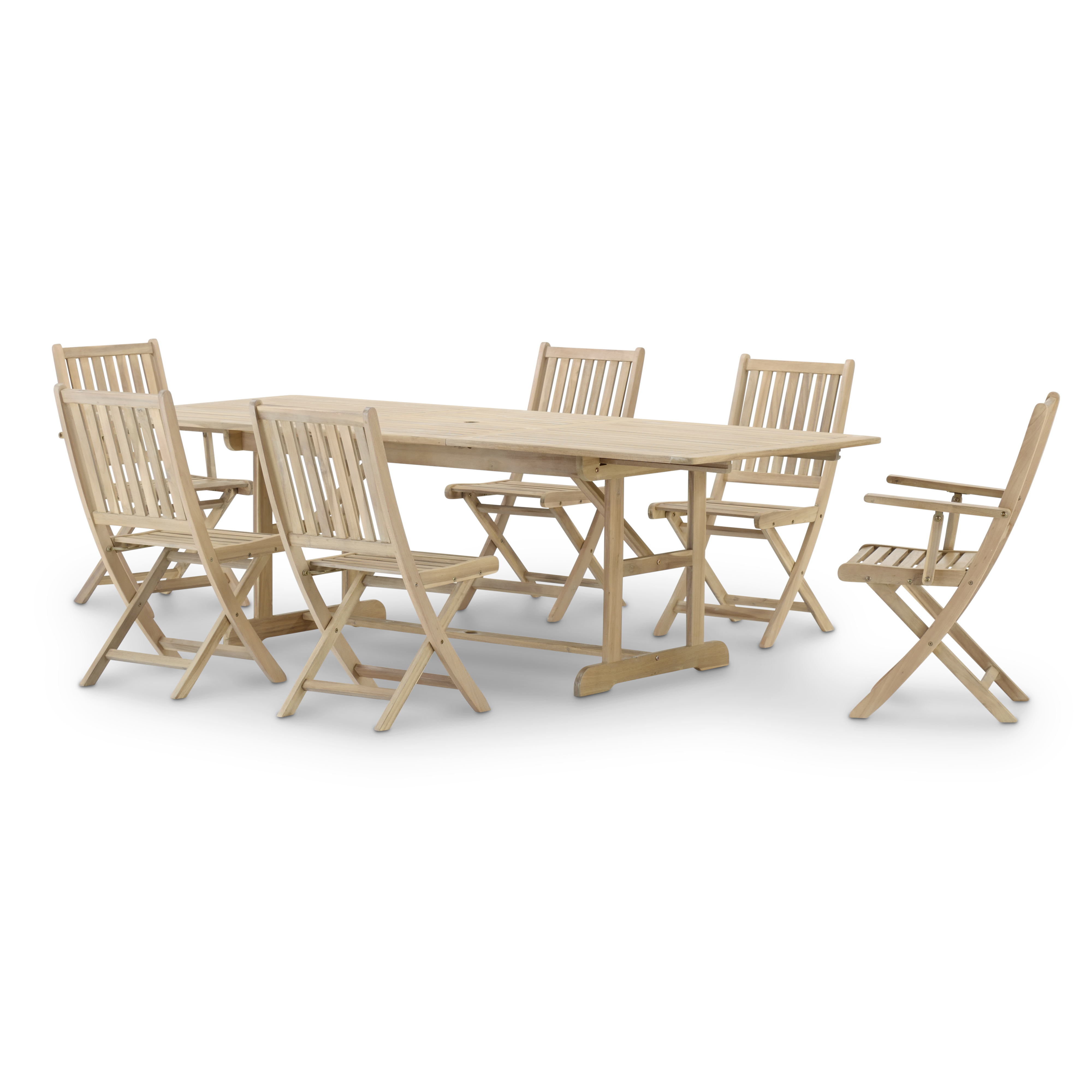 Ensemble table ext 180/240x100 + 4 chaises + 2 fauteuils